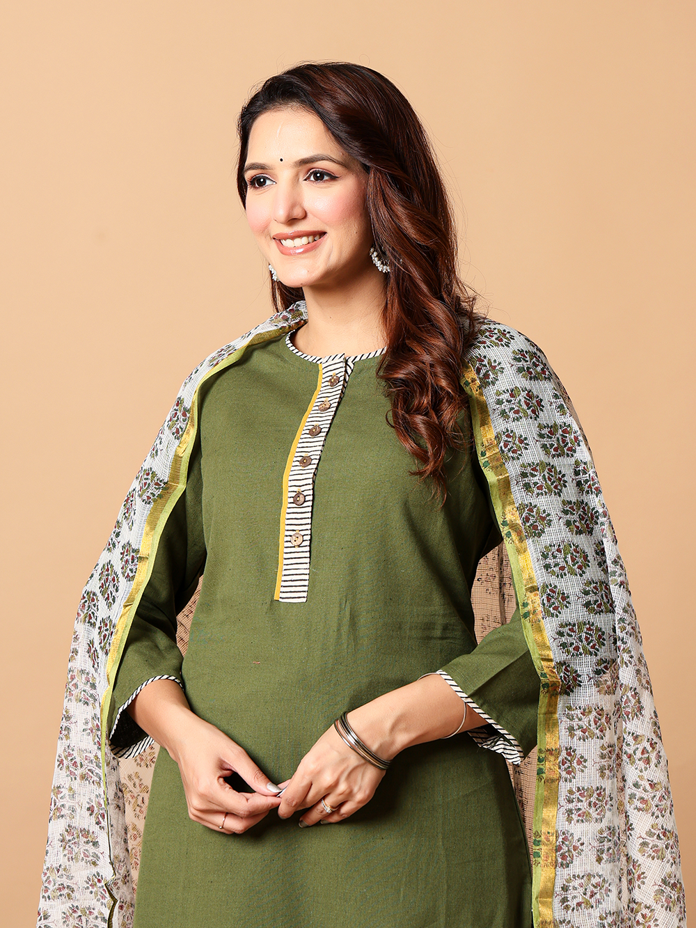 Henna Green Kurta Pant Dupatta Set