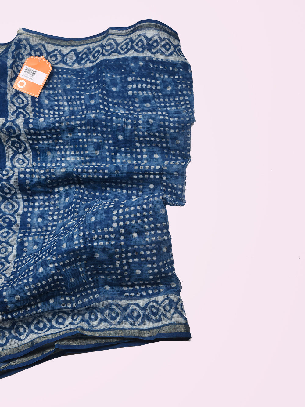 Indigo Hand Block Printed Dotted Box 1 Pattern Kota Doria Dupatta