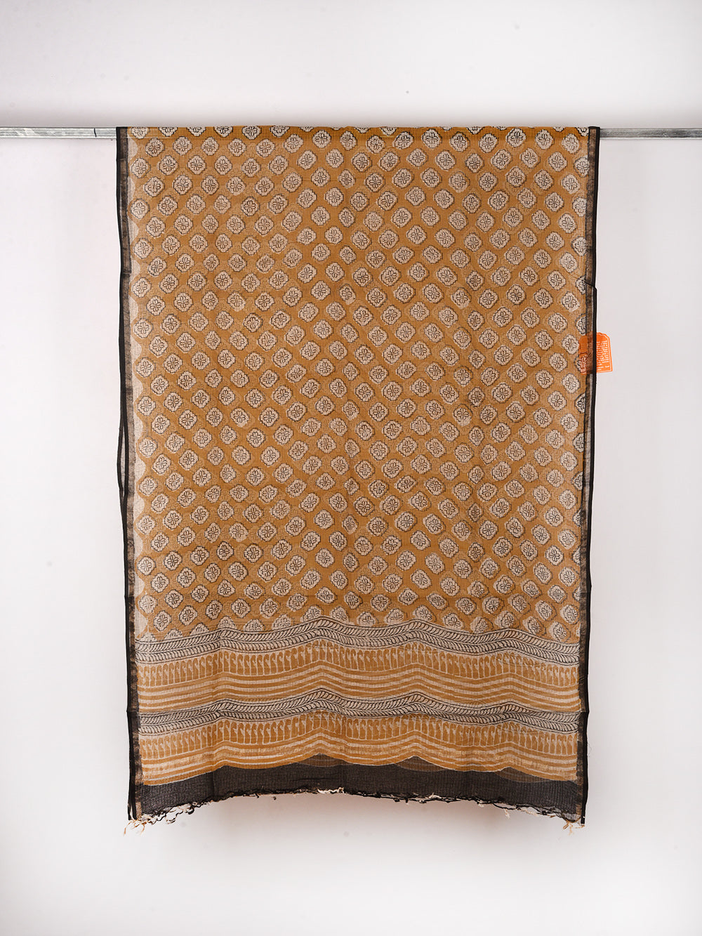 Bagru Harsingar Phool Hand Block Printed Pattern Kota Doria Dupatta