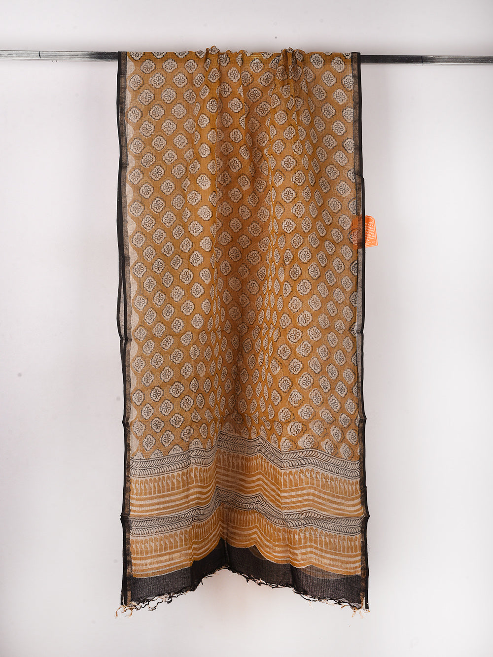 Bagru Harsingar Phool Hand Block Printed Pattern Kota Doria Dupatta