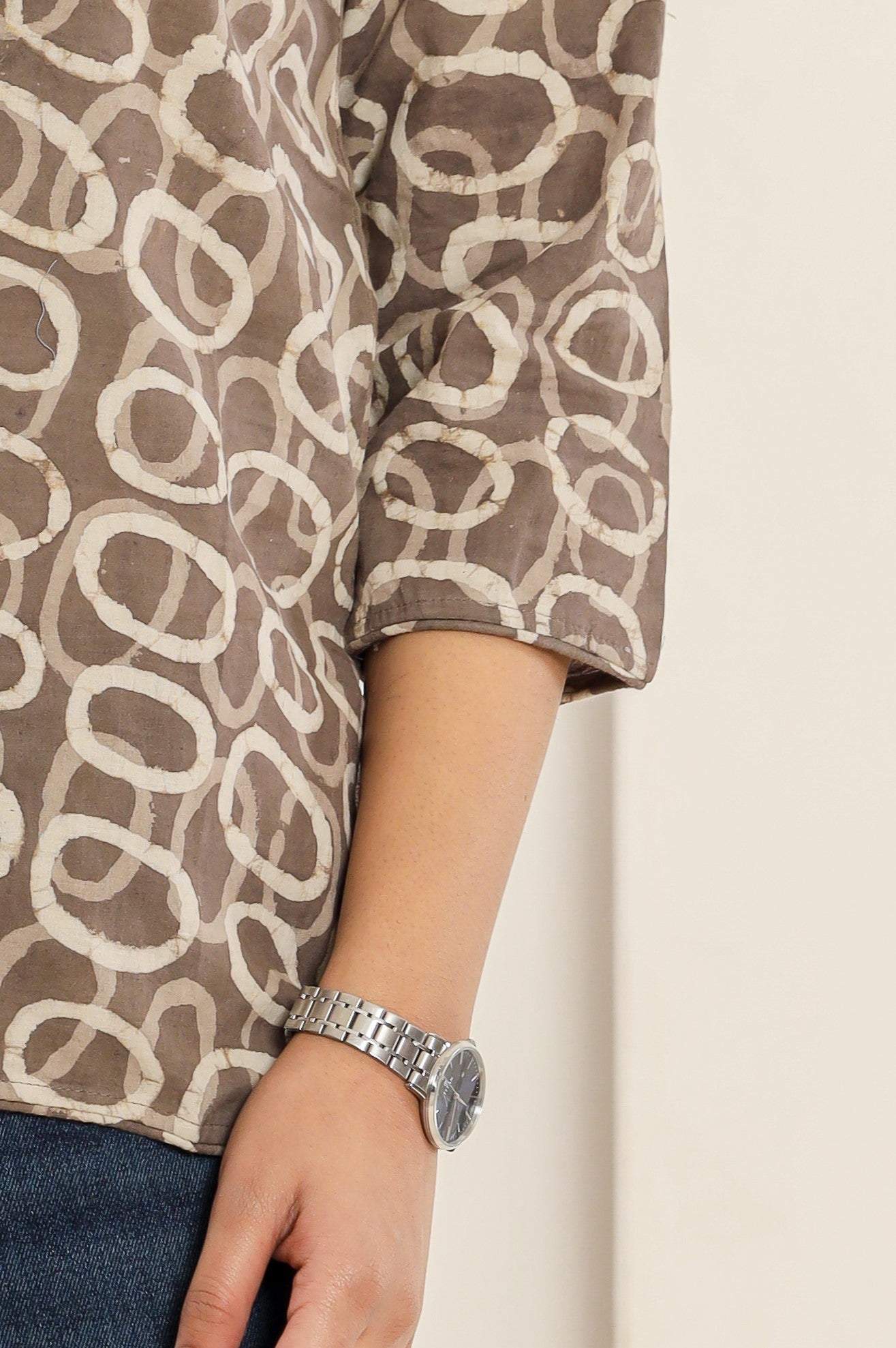 Abstract Geometric Hand Block Printed Womens Tops