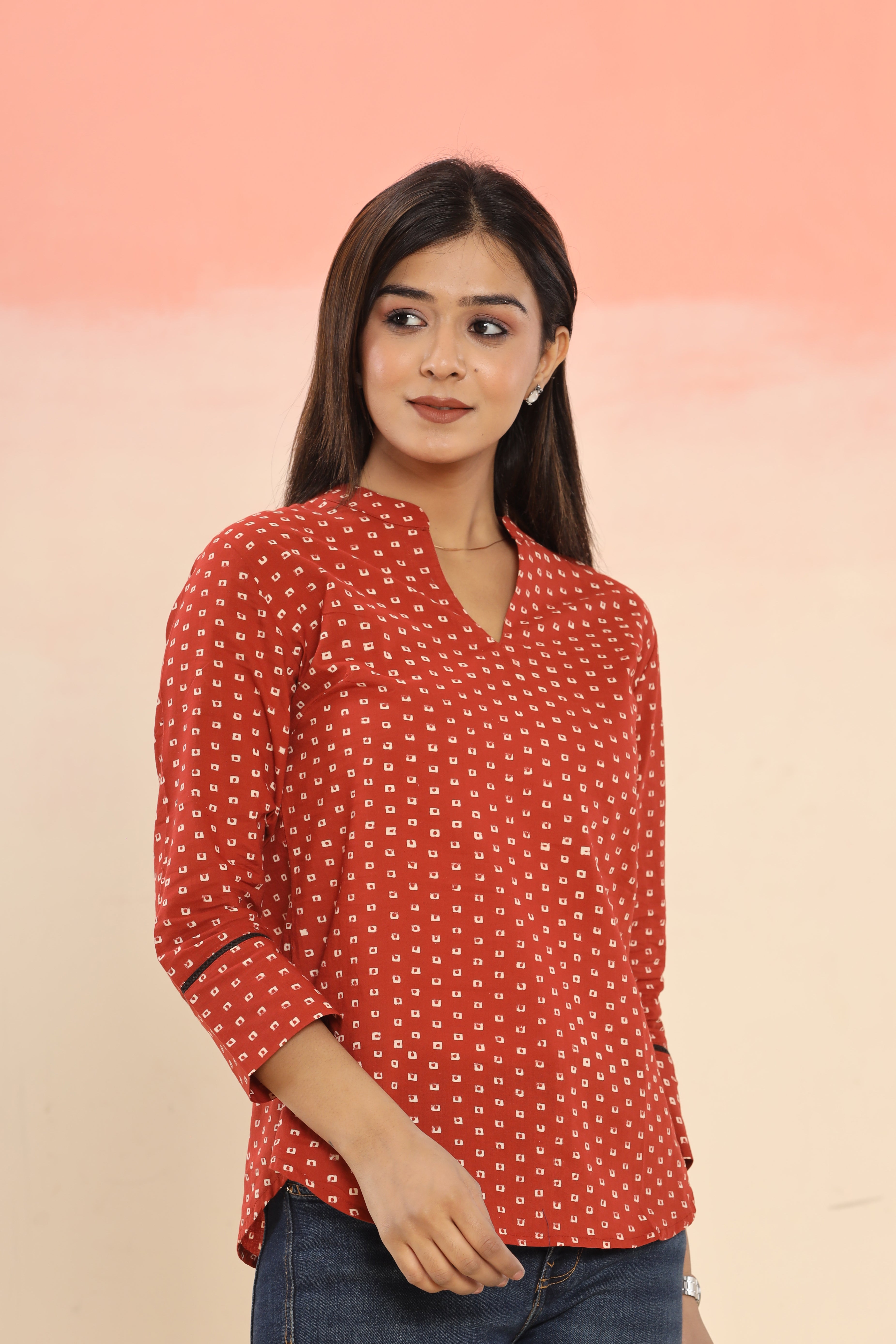 Bandhini Hand Block Printed Womens Tops