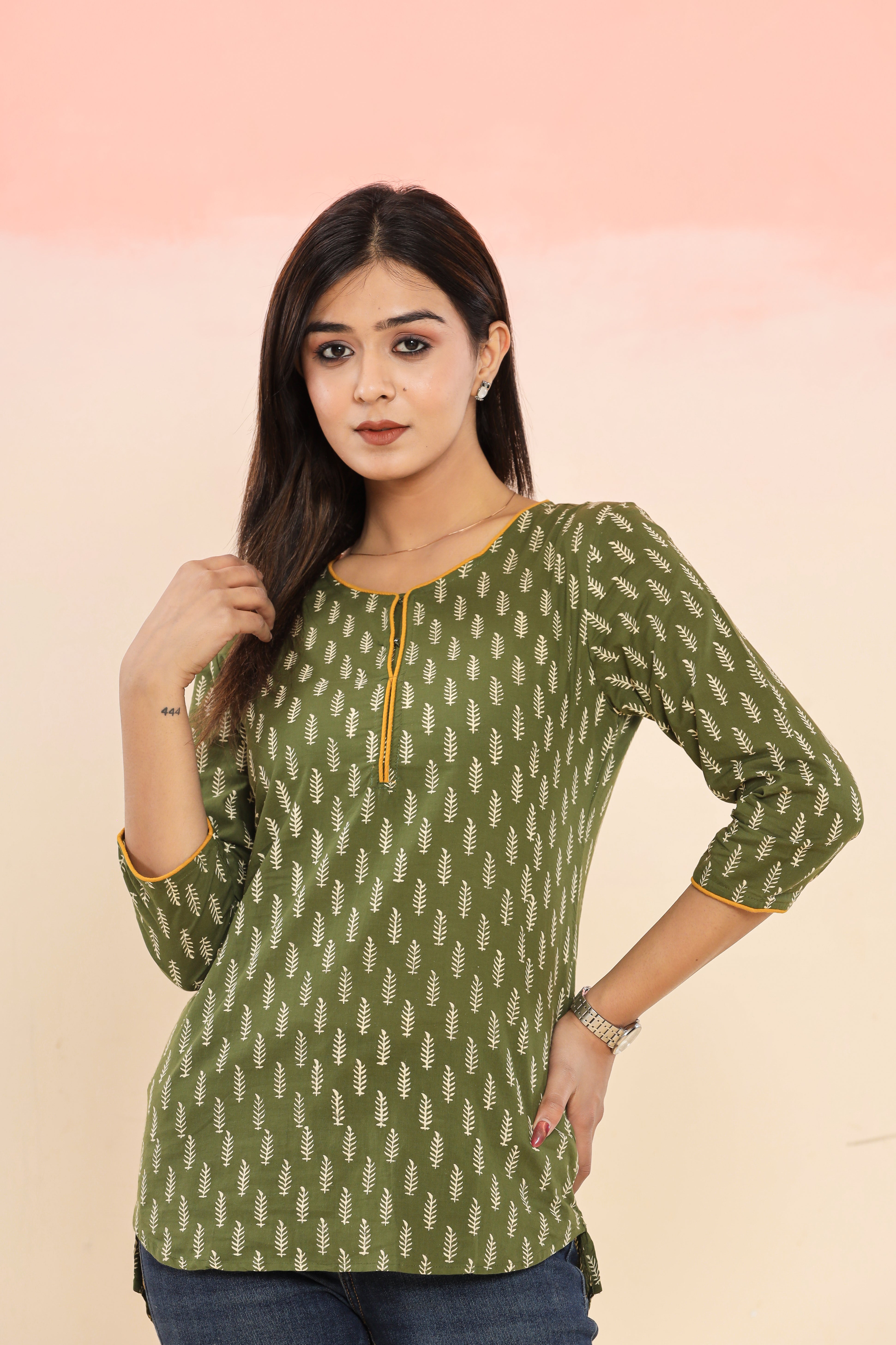 Christmas wala Booti Print Hand Block Printed Womens Tops