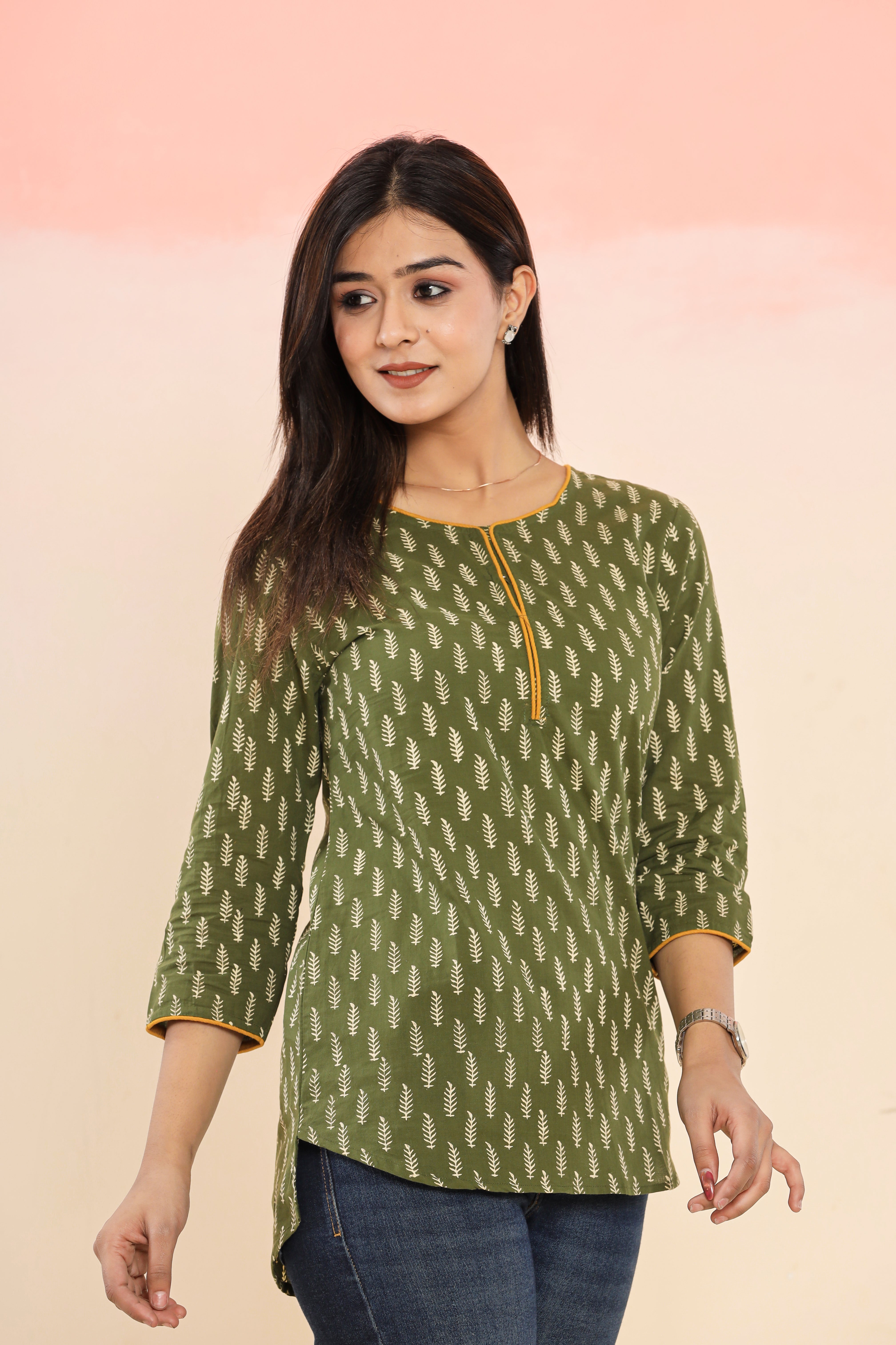 Christmas wala Booti Print Hand Block Printed Womens Tops