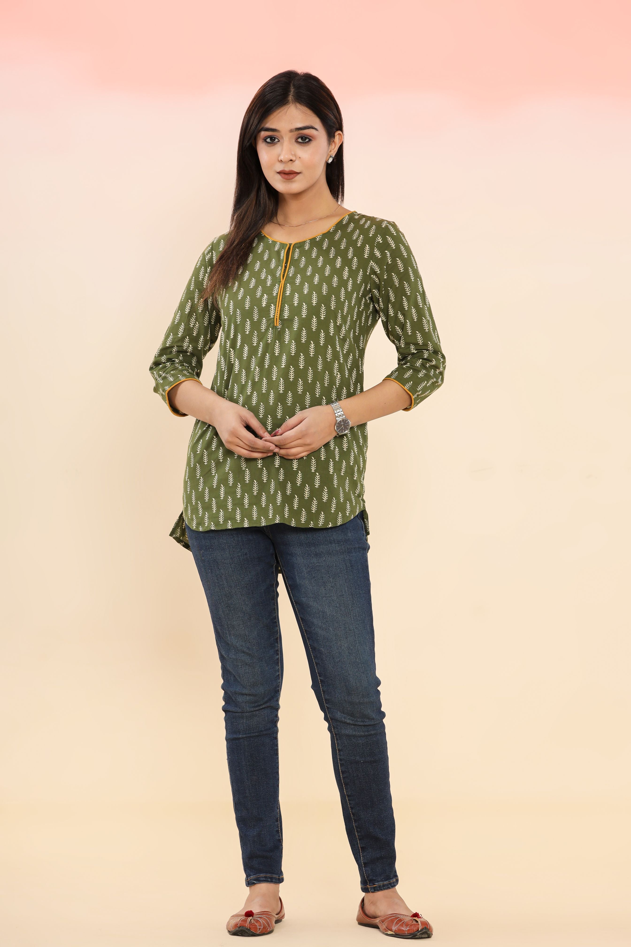 Christmas wala Booti Print Hand Block Printed Womens Tops