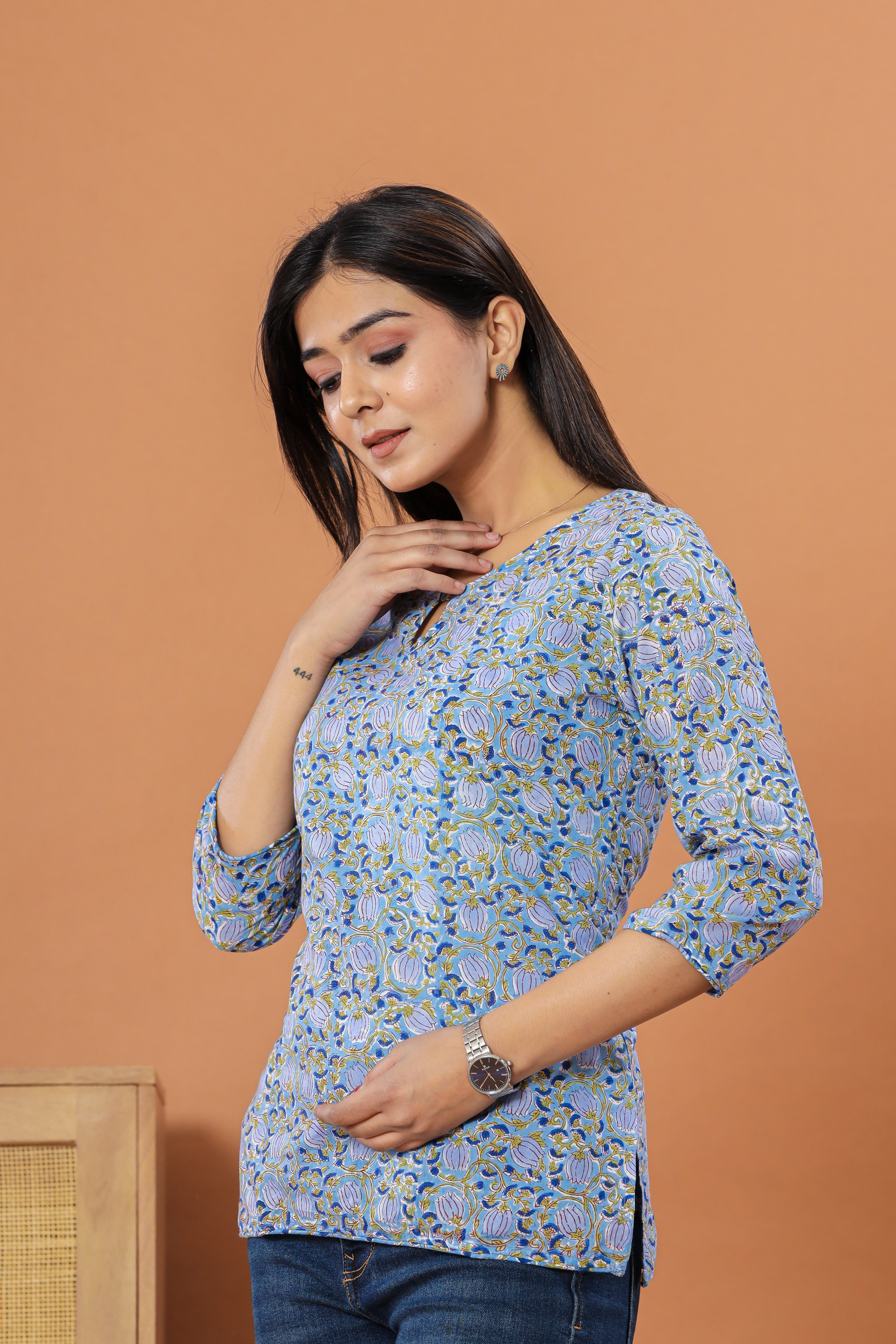Lotus Jaal Hand Block Printed Womens Tops