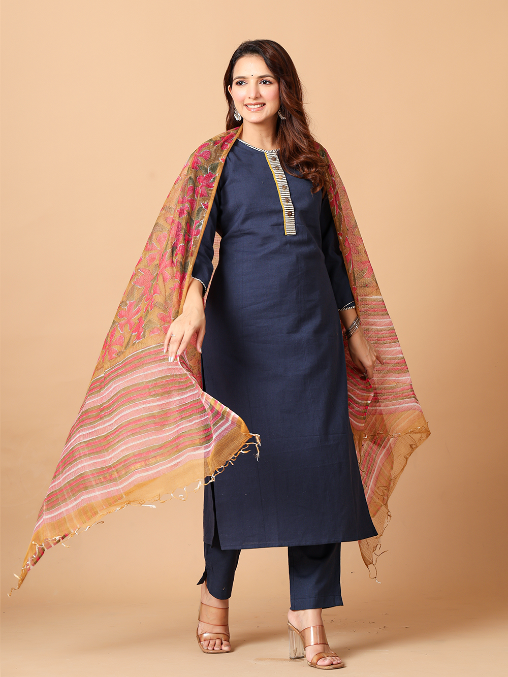 Midnight Blue Kurta Pant Dupatta Set