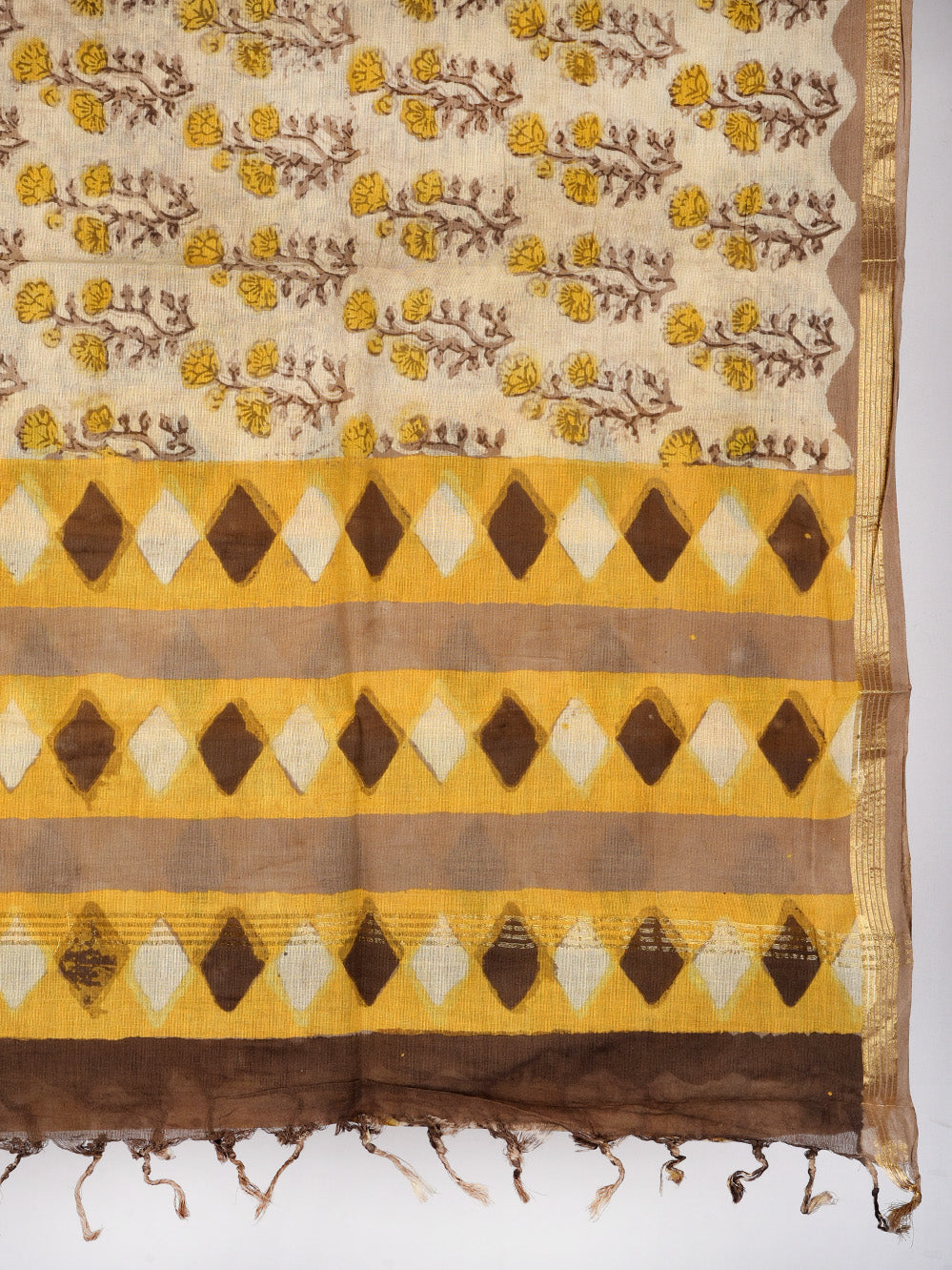 Multani Katli Hand Block Printed Silk Cotton Chanderi Dupatta
