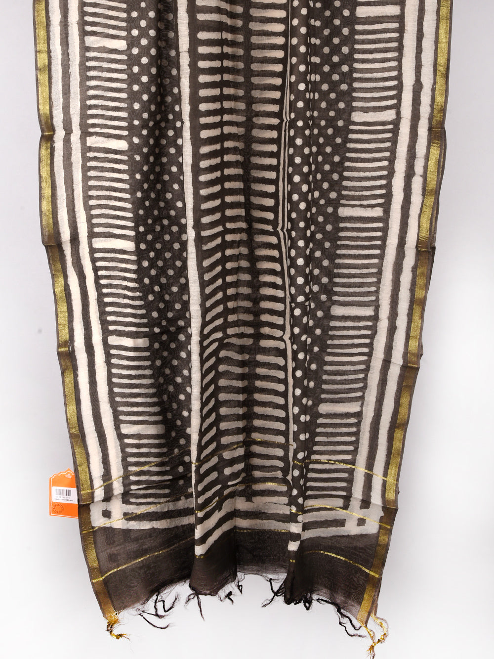 Kasis Nanhe Aakaar Hand Block Printed Silk Cotton Chanderi Dupatta