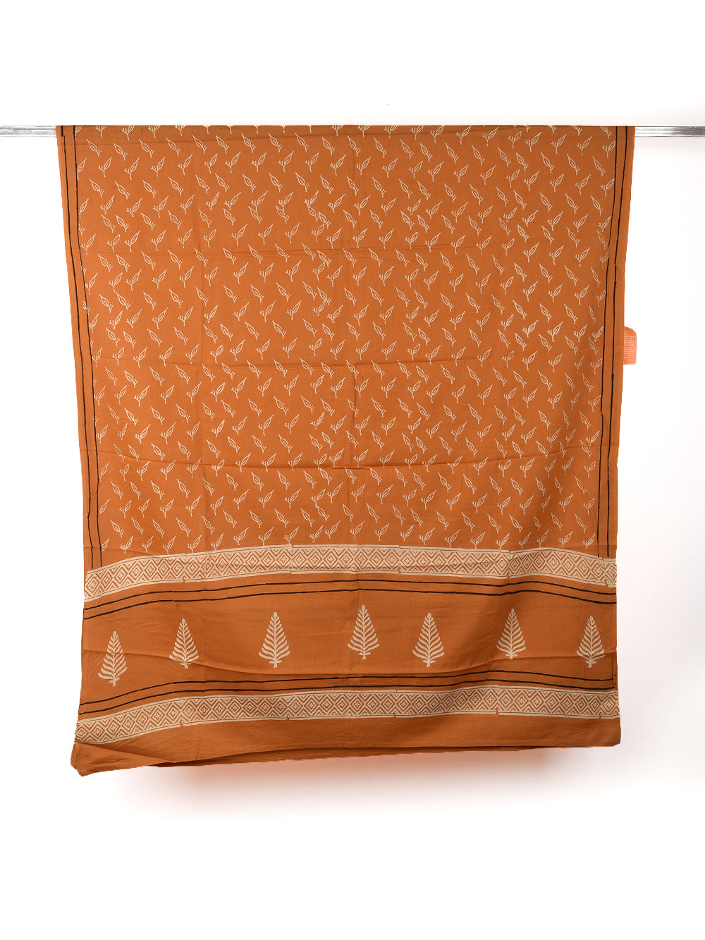 Light Burnt Orange Leaf Cotton Dupatta