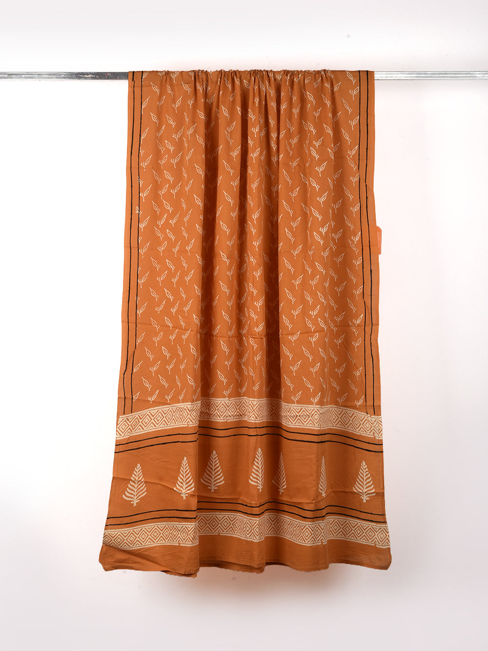 Light Burnt Orange Leaf Cotton Dupatta