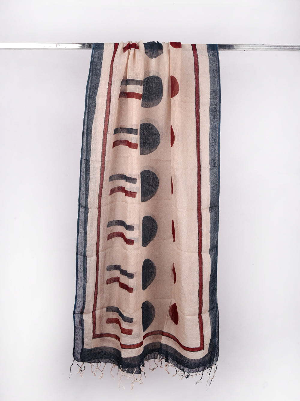 Bagru Sukshm Hand Printed Pure Linen Dupatta