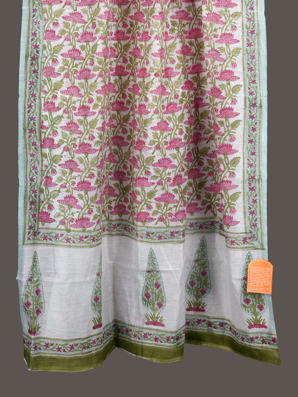 Mughal Kamal Hand Block Printed Silk Cotton Chanderi Dupatta