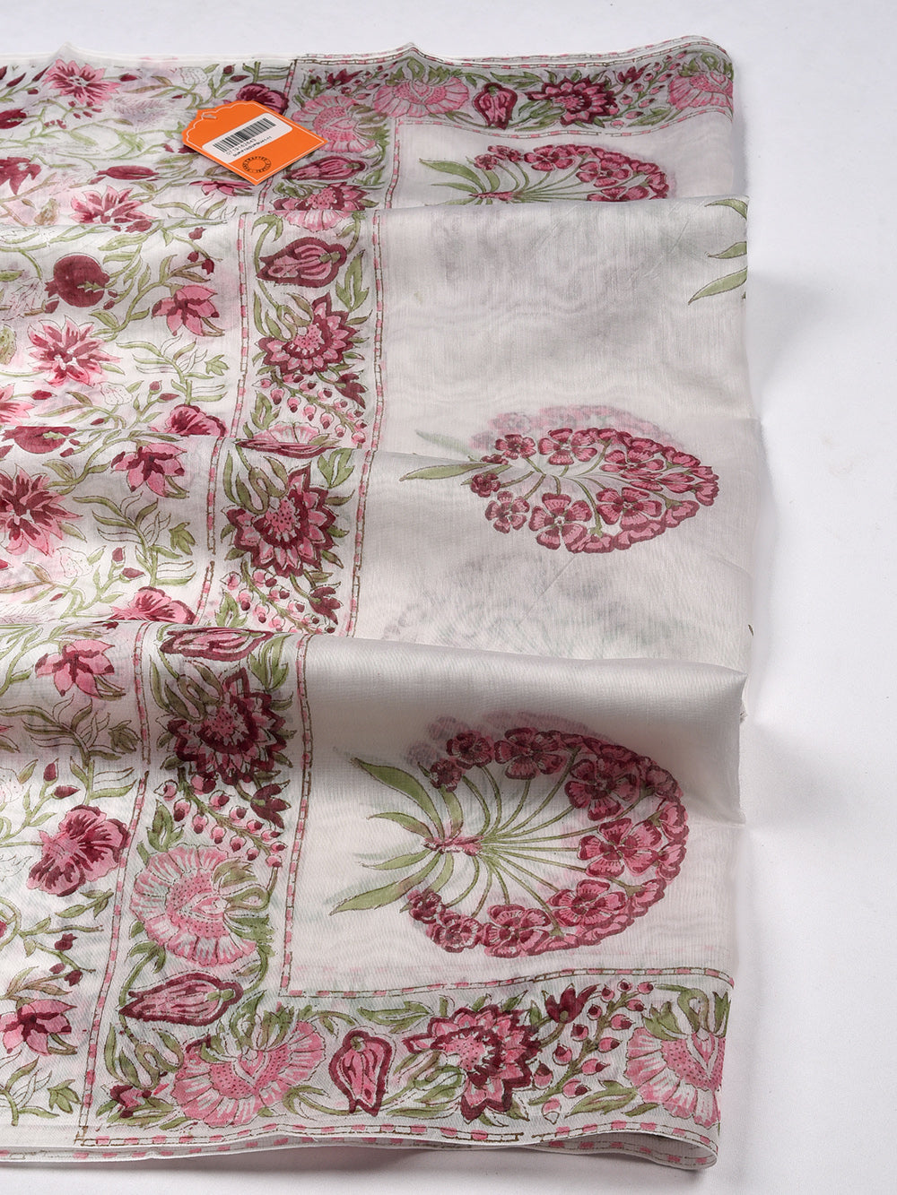 Jaipuri Gudasta Hand Block Printed Silk Cotton Chanderi Dupatta