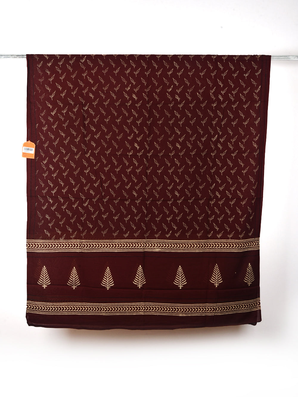 Deep Brown Leaf Cotton Dupatta