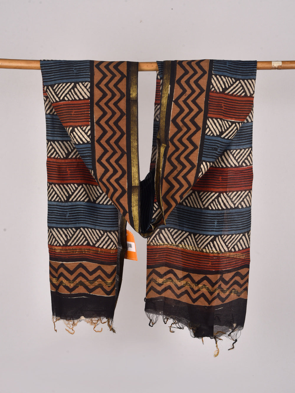 Aztec Hand Block Printed Silk Cotton Chanderi Dupatta