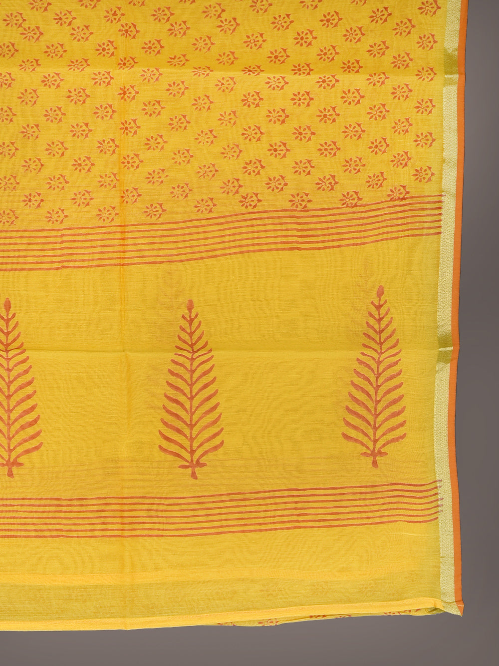 Yellow Choti Booti Hand Block Printed Mono Chanderi Dupatta