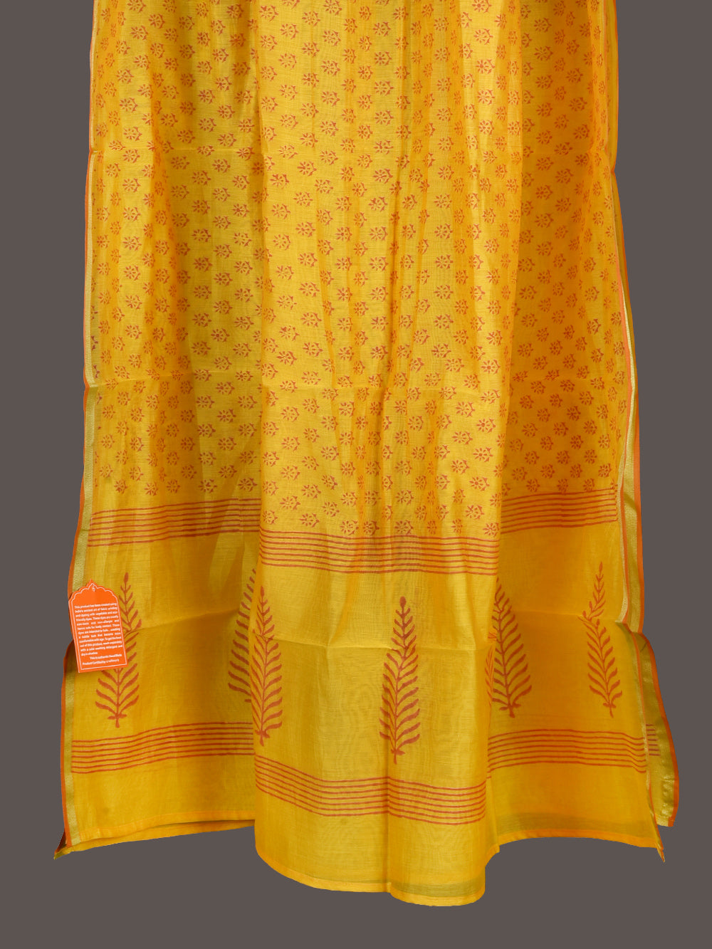 Yellow Choti Booti Hand Block Printed Mono Chanderi Dupatta