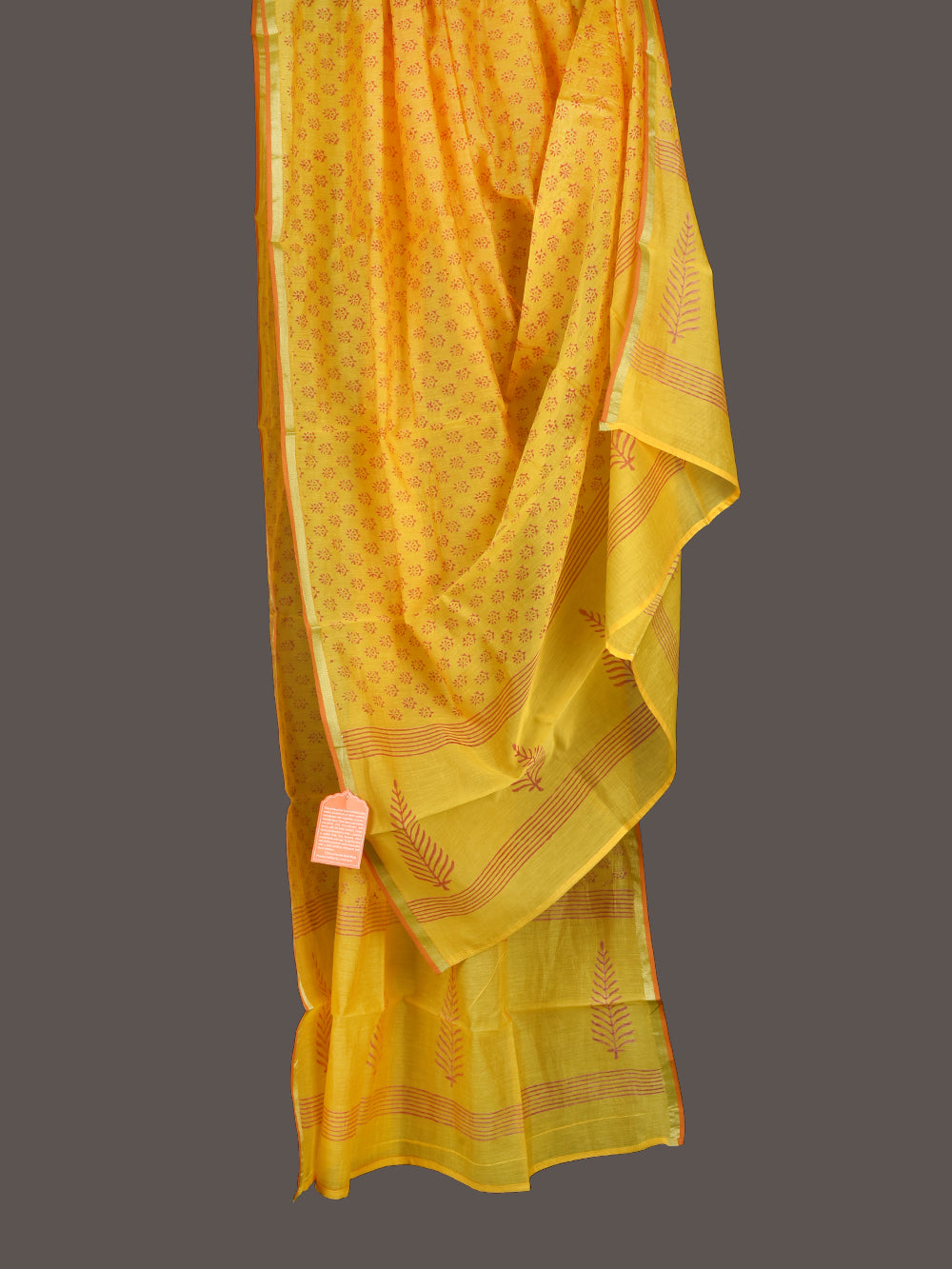 Yellow Choti Booti Hand Block Printed Mono Chanderi Dupatta