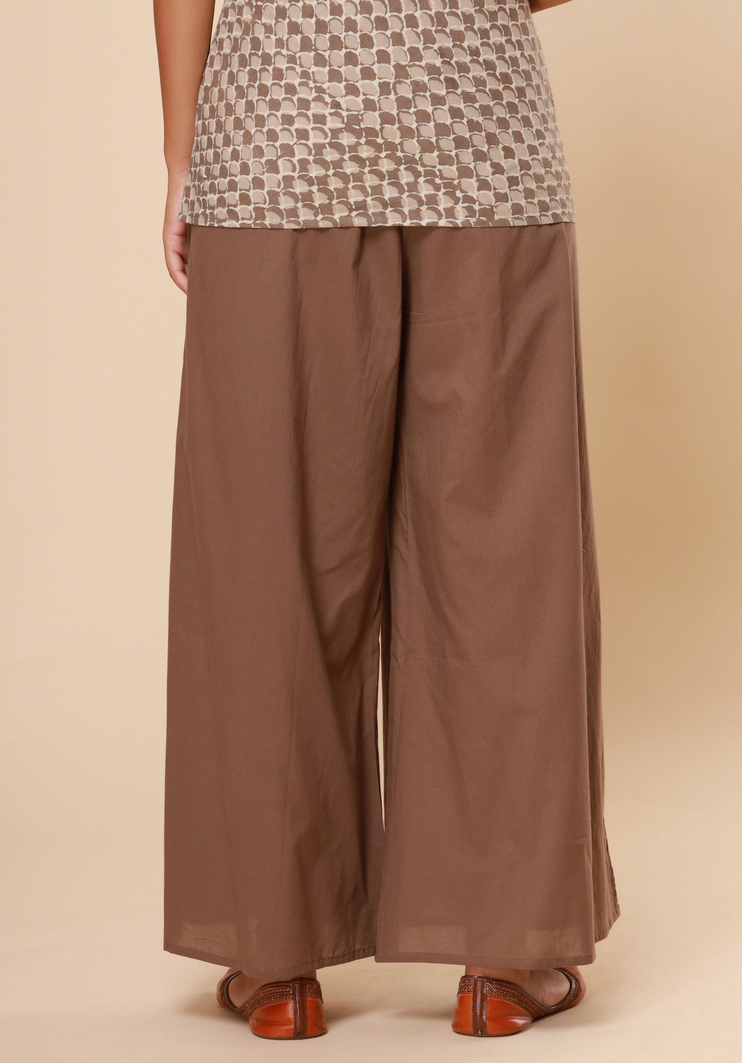 Brownish Grey Cotton Cambric Palazzo