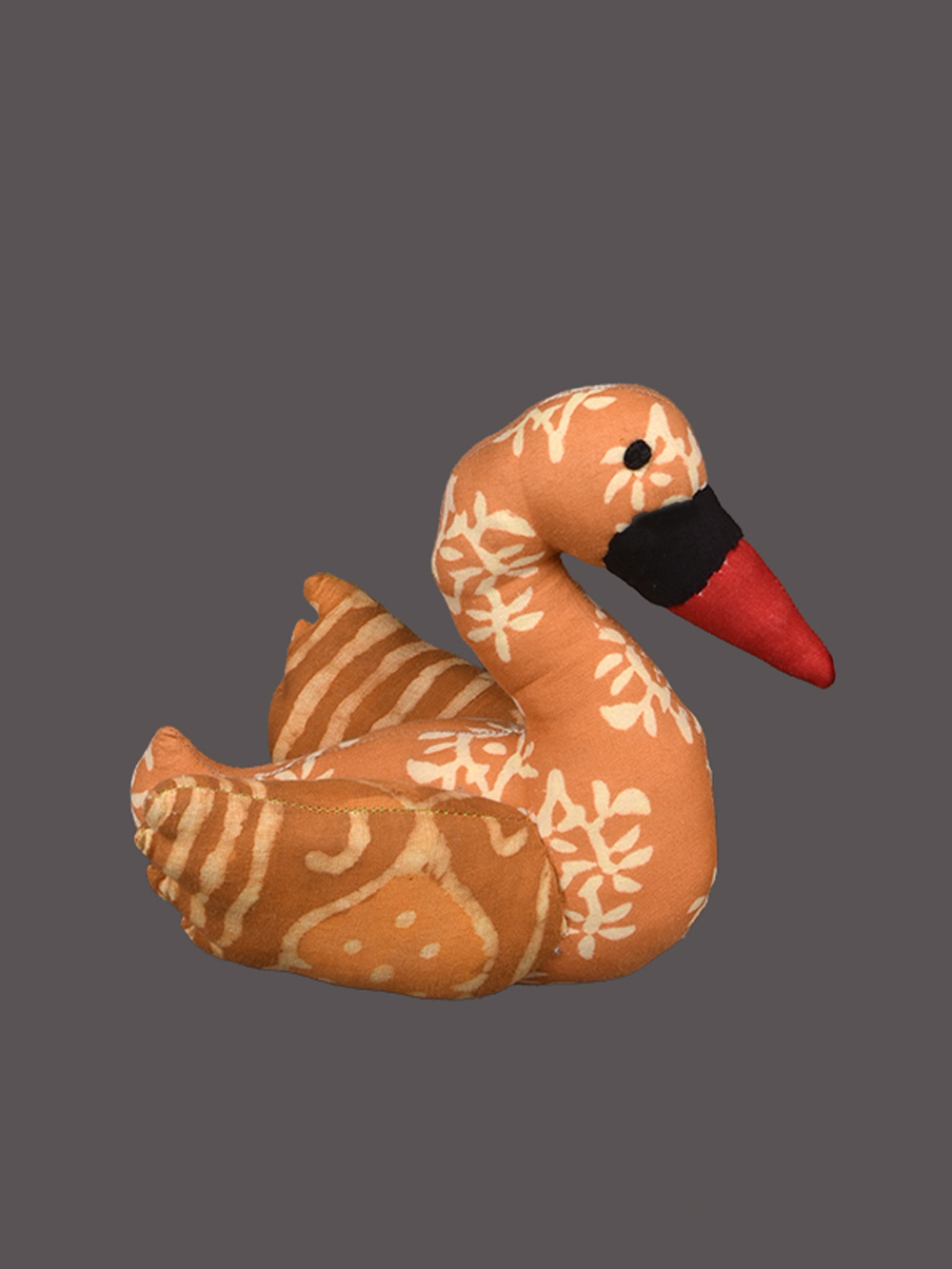 Terracotta Swan Hand Block Printed Fabric Soft Toy