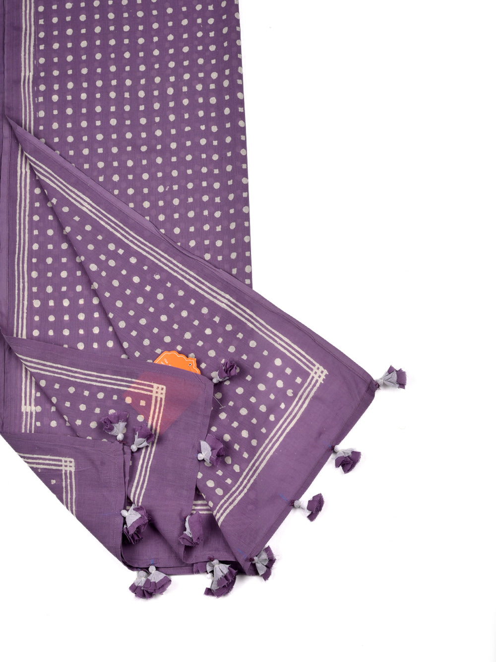 Dusty Violet Polka Dots Cotton Voile Block Printed Stole
