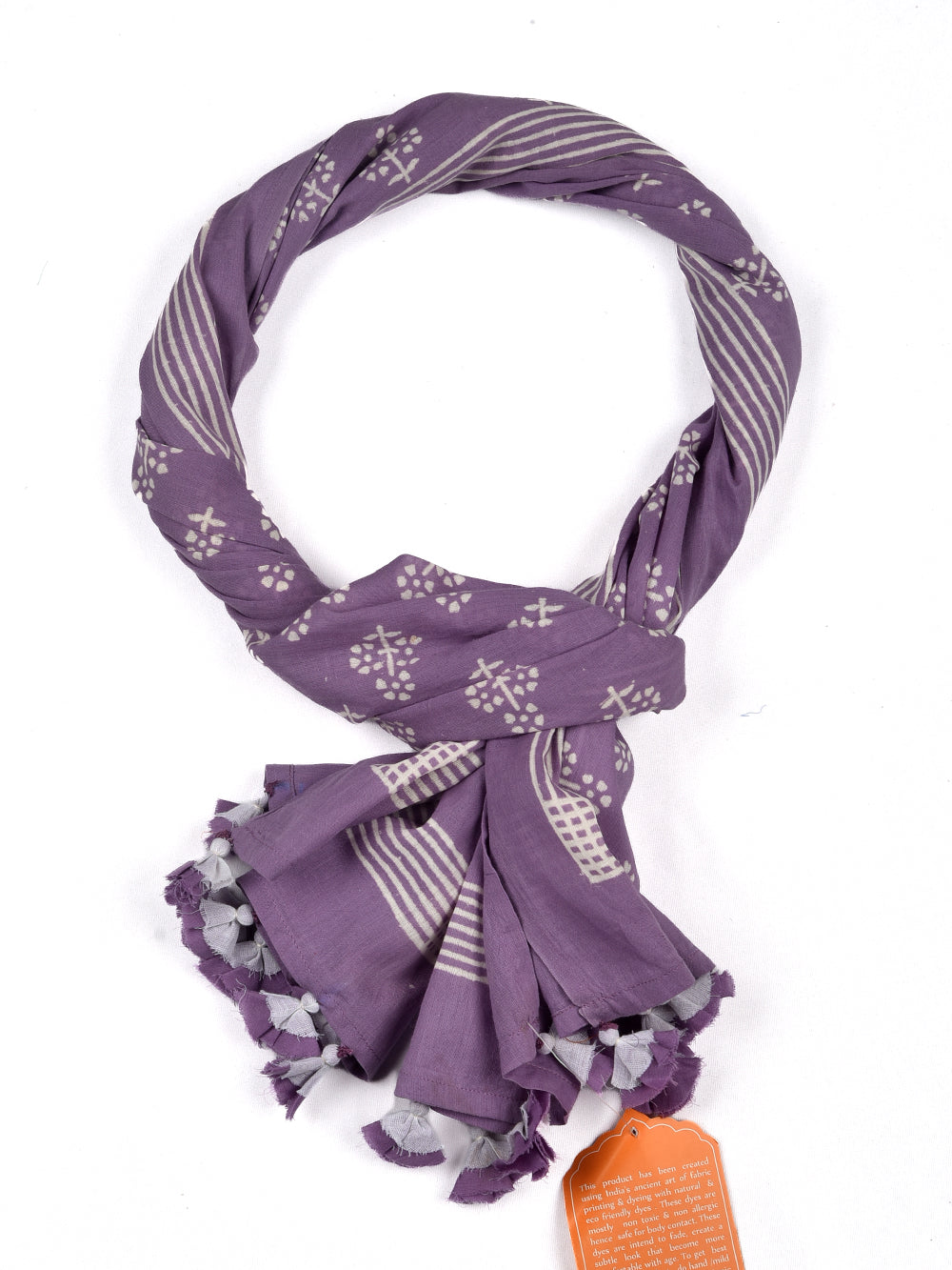 Dusty Violet Guldasta Cotton Voile Block Printed Stole