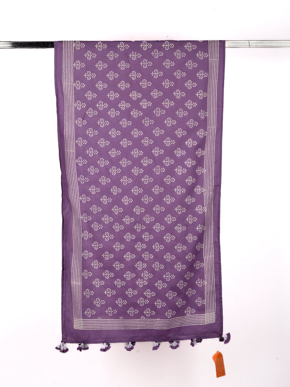 Dusty Violet Guldasta Cotton Voile Block Printed Stole