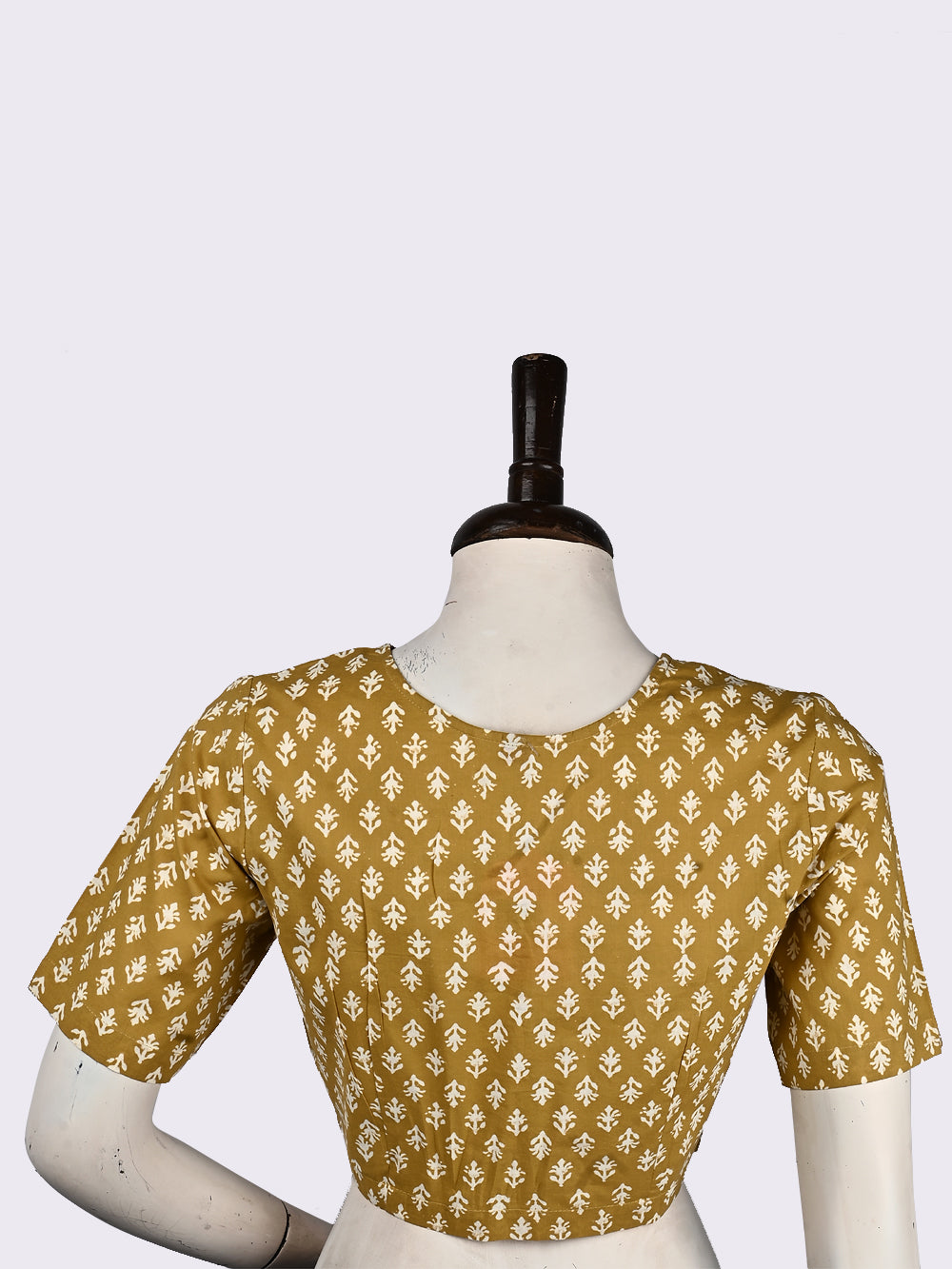 Yellow Phulwari V-neck Hand Block Printed Cotton Blouse
