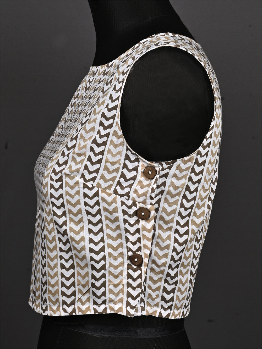 Arrow Sleeveless Hand Block Printed Cotton Blouse
