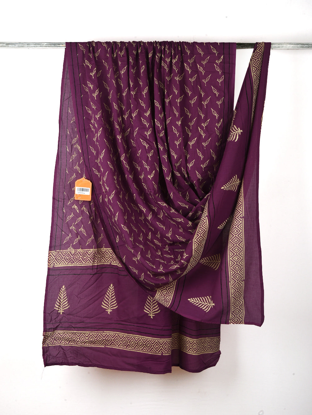 Purple Royal Leaf Cotton Dupatta