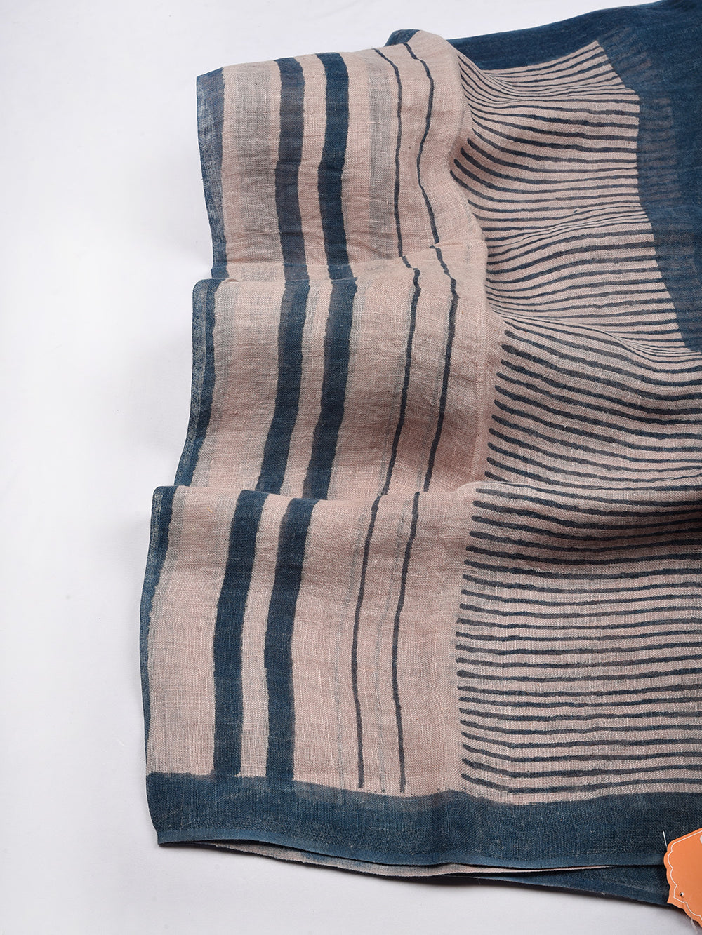 Bagru Minimal Shapes Hand Printed Pure Linen Dupatta