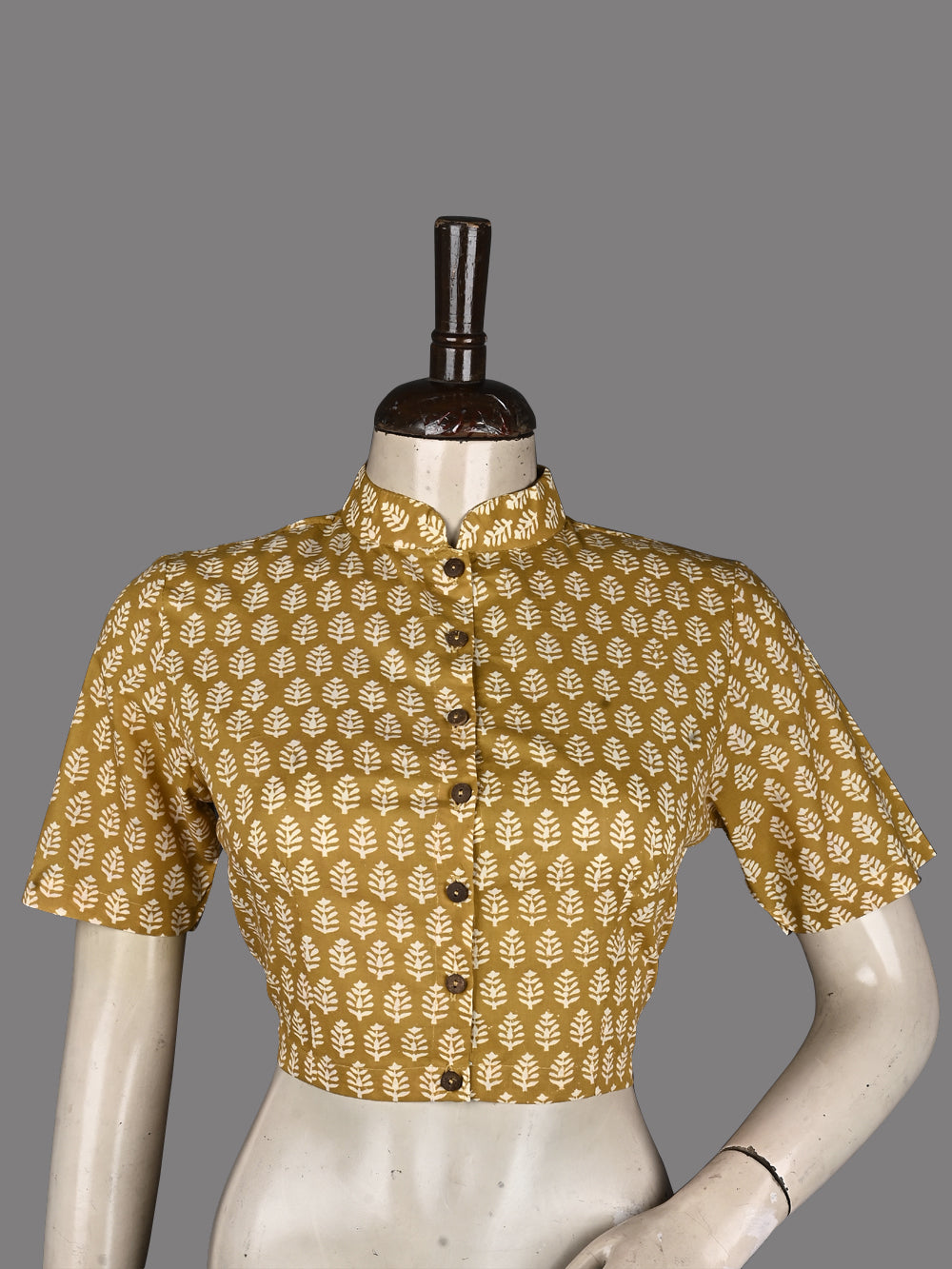 Bagru Yellow Traditional Booti Prints Hand Block Printed Cotton Blouse