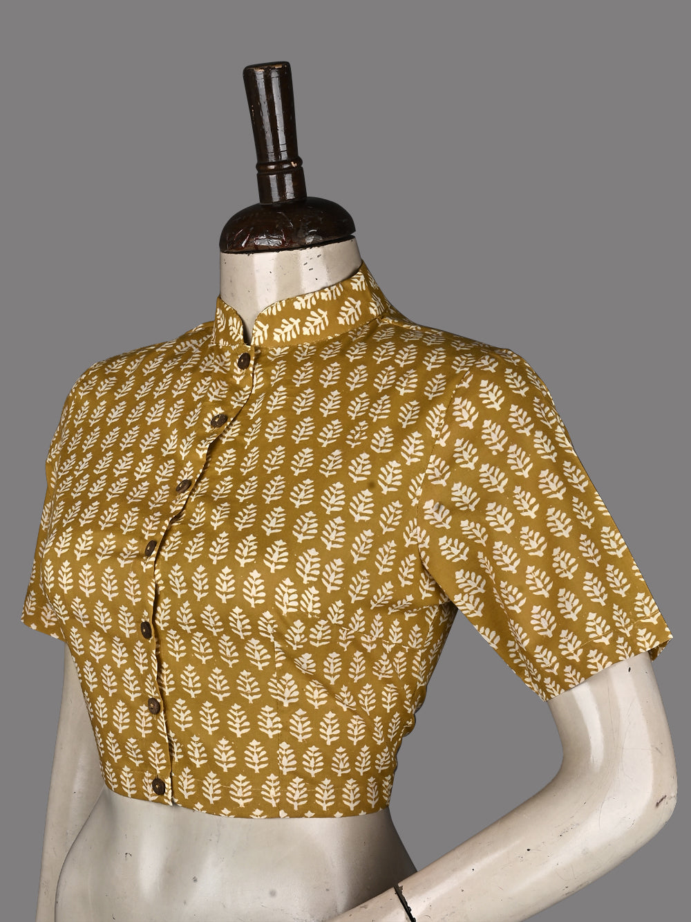 Bagru Yellow Traditional Booti Prints Hand Block Printed Cotton Blouse
