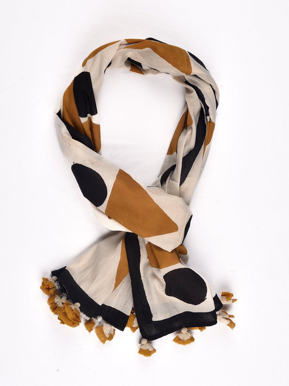 Bagru Ice Cream Cotton Voile Block Printed Stole