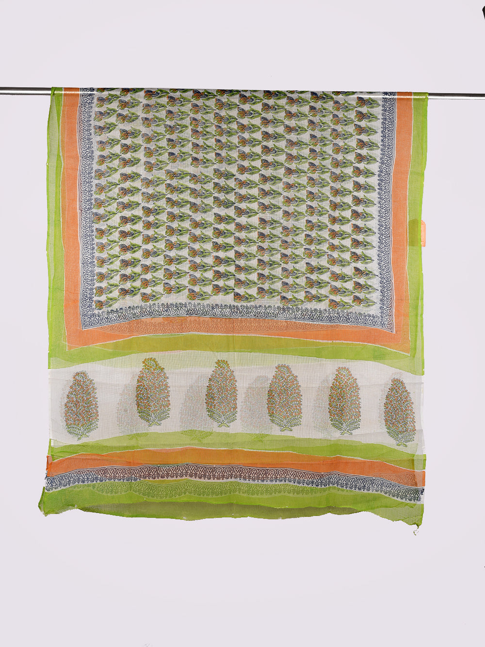 Tulip Flower Hand Block Printed Pattern Kota Doria Dupatta