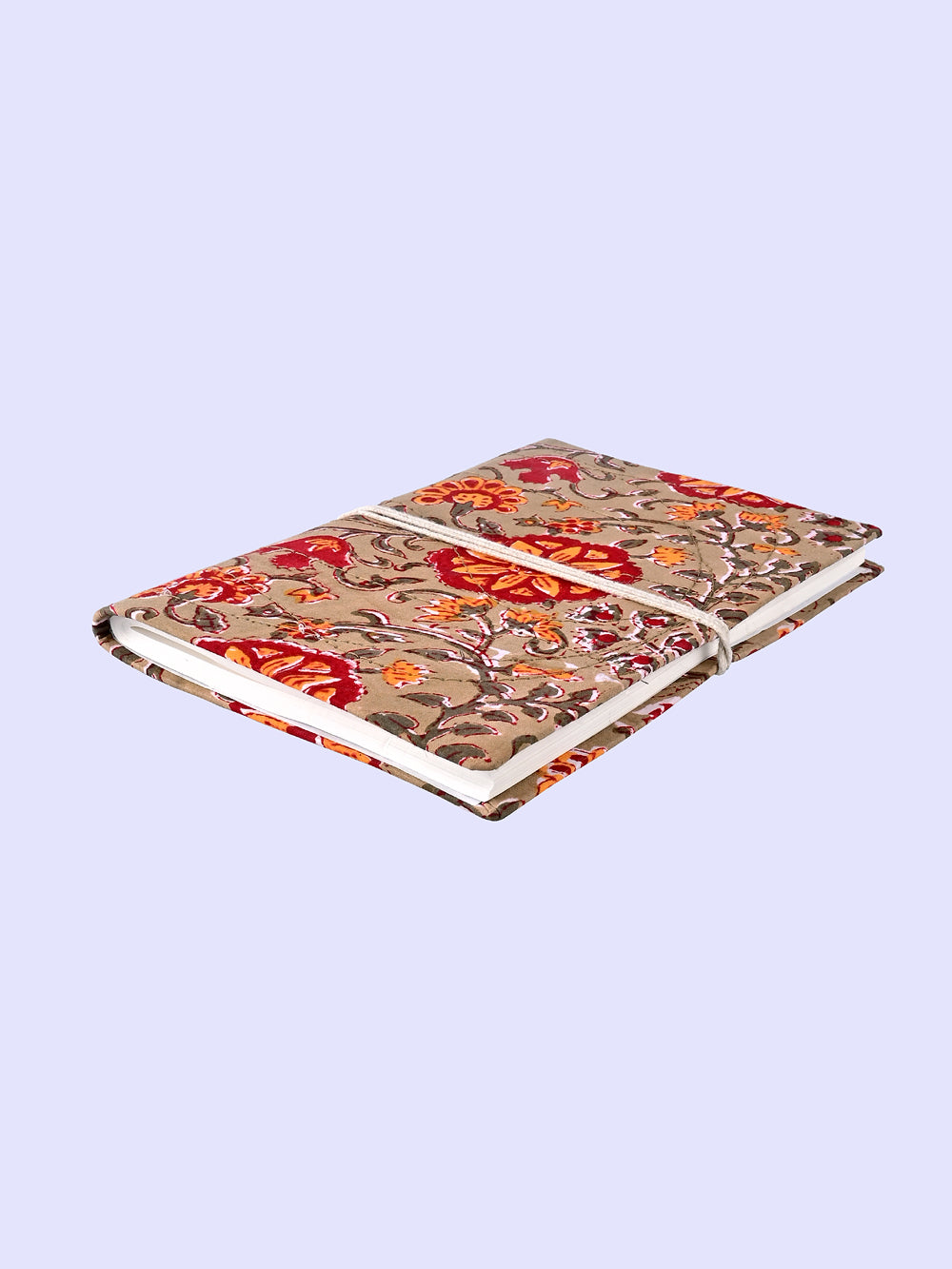 surajmukhi floral jaal hand block printed bahikhata