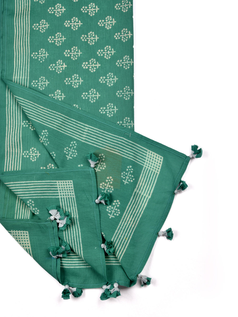 Aqua Guldasta Cotton Voile Block Printed Stole