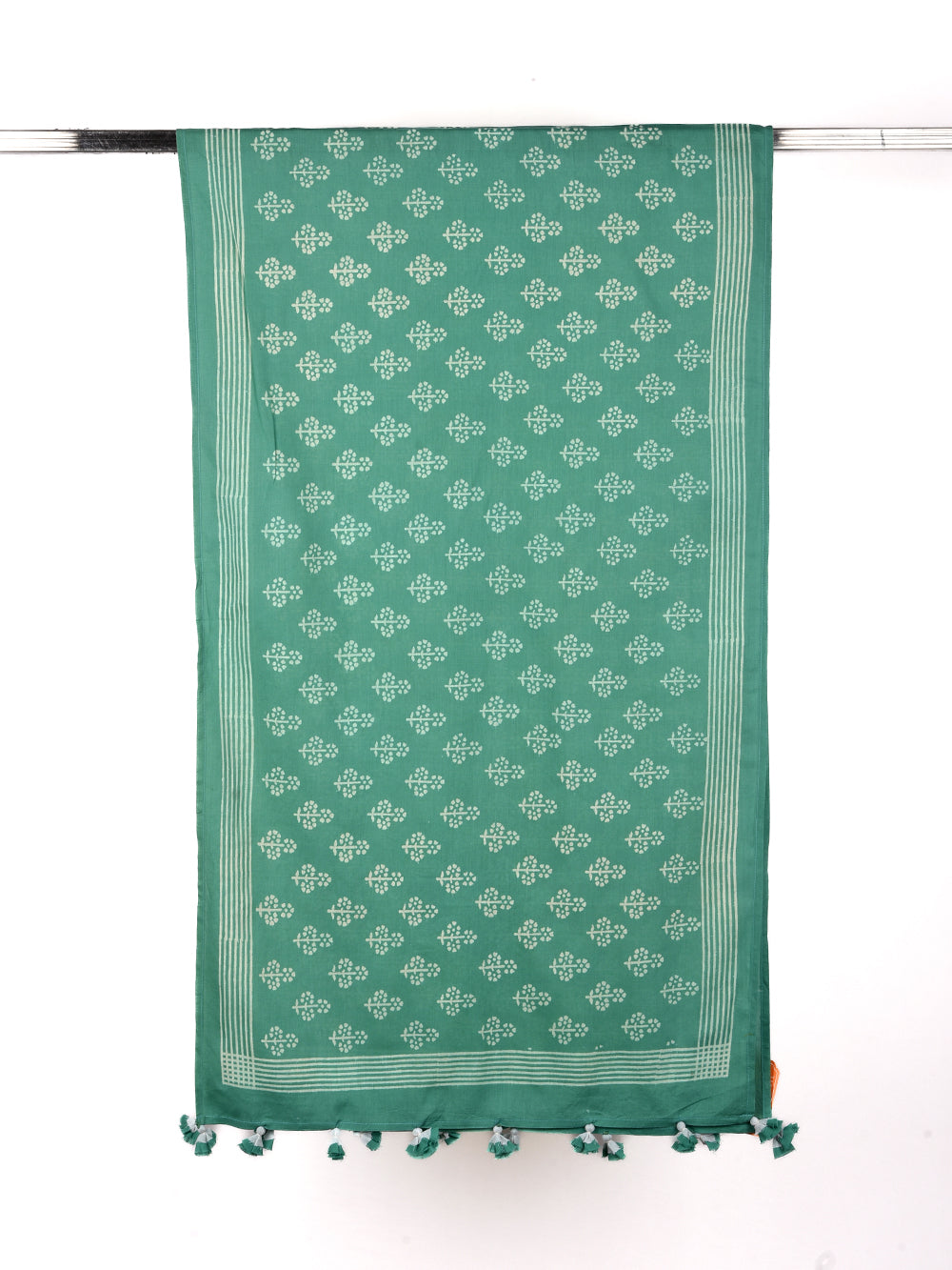 Aqua Guldasta Cotton Voile Block Printed Stole