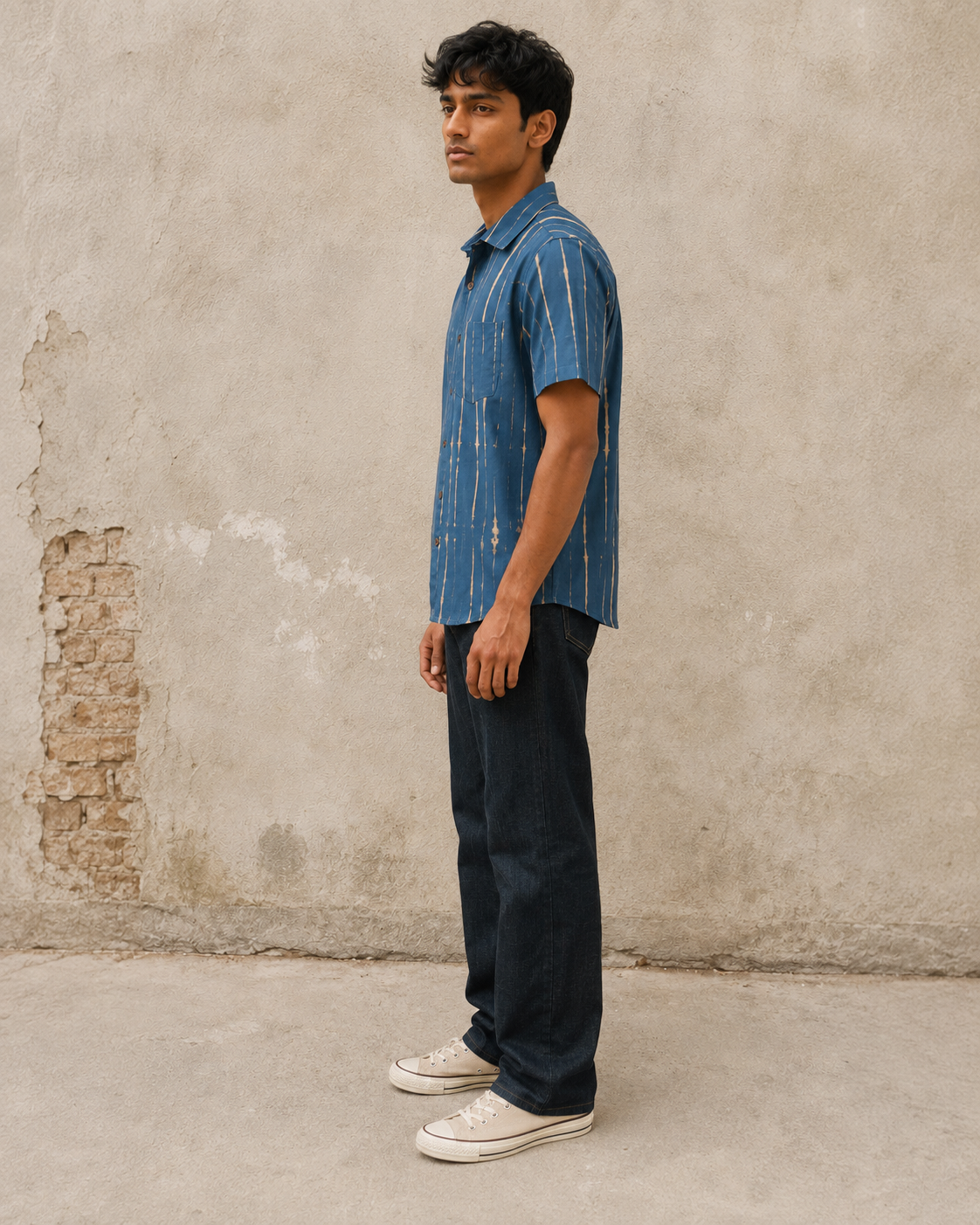 Indigo Tie & Dye Cotton Mens Half Sleeve Shirts