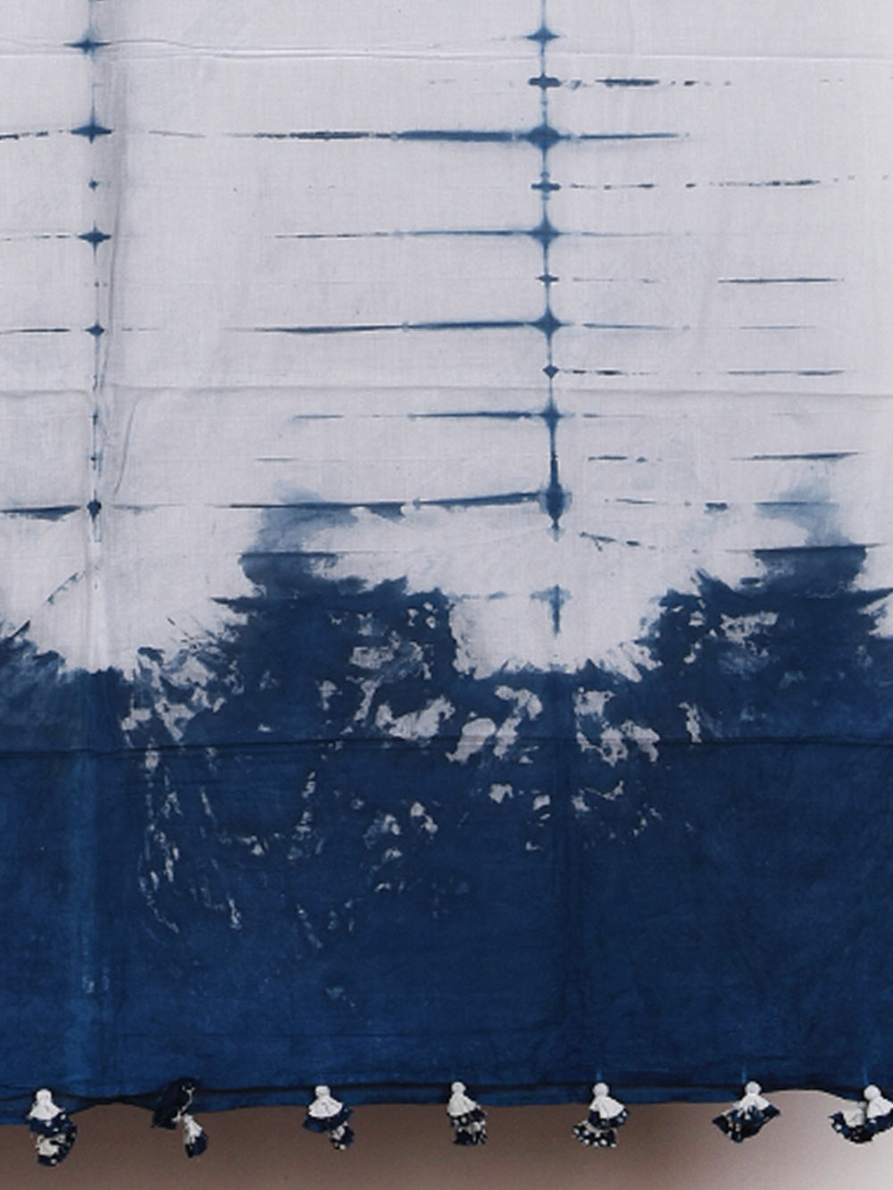 Indigo Tie & Dye Voile Cotton Dupatta with Tassels