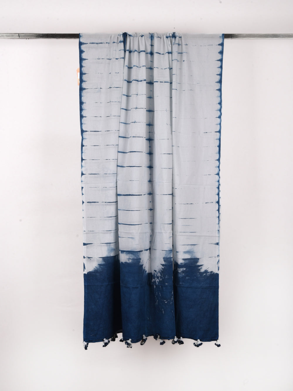 Indigo Tie & Dye Voile Cotton Dupatta with Tassels