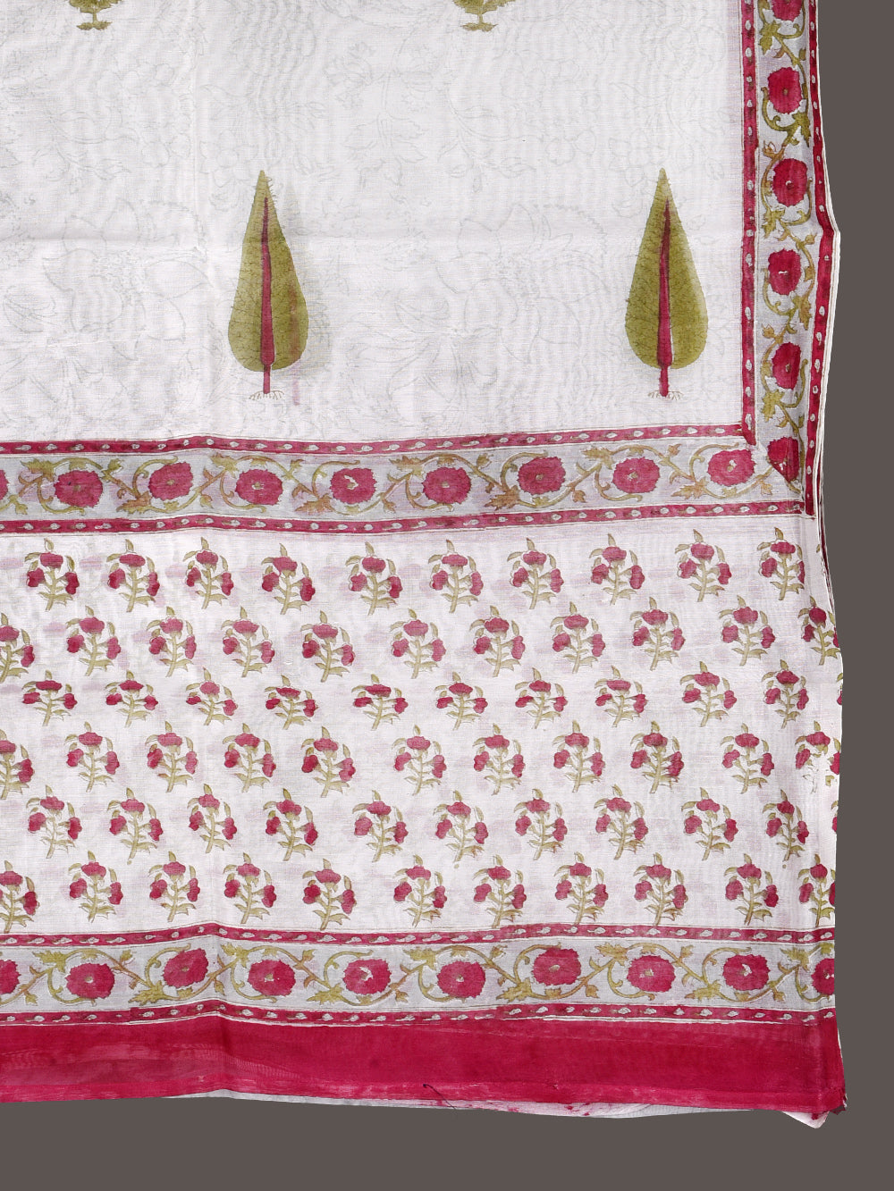 Mughal Booti Hand Block Printed Silk Cotton Chanderi Dupatta