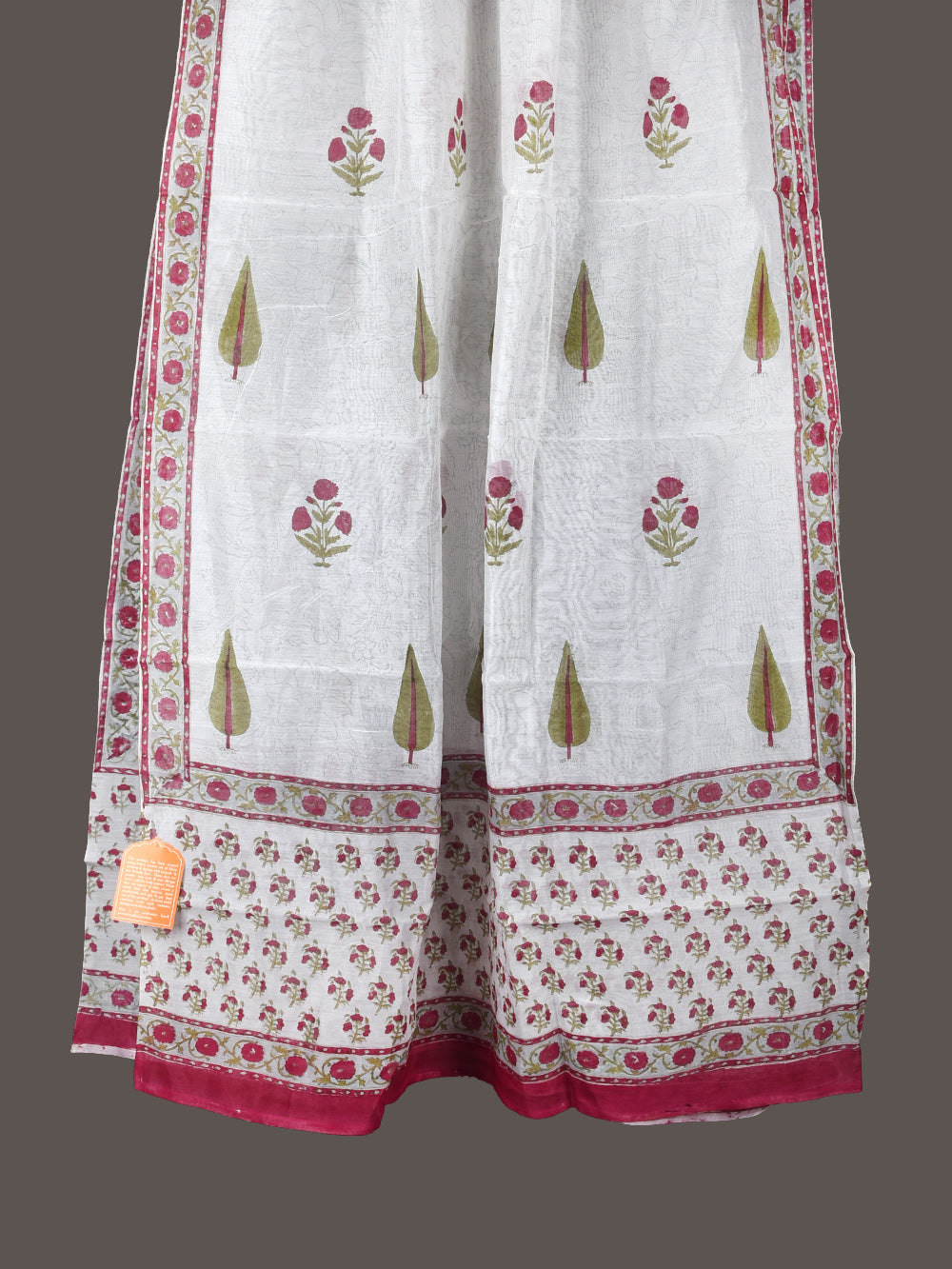 Mughal Booti Hand Block Printed Silk Cotton Chanderi Dupatta