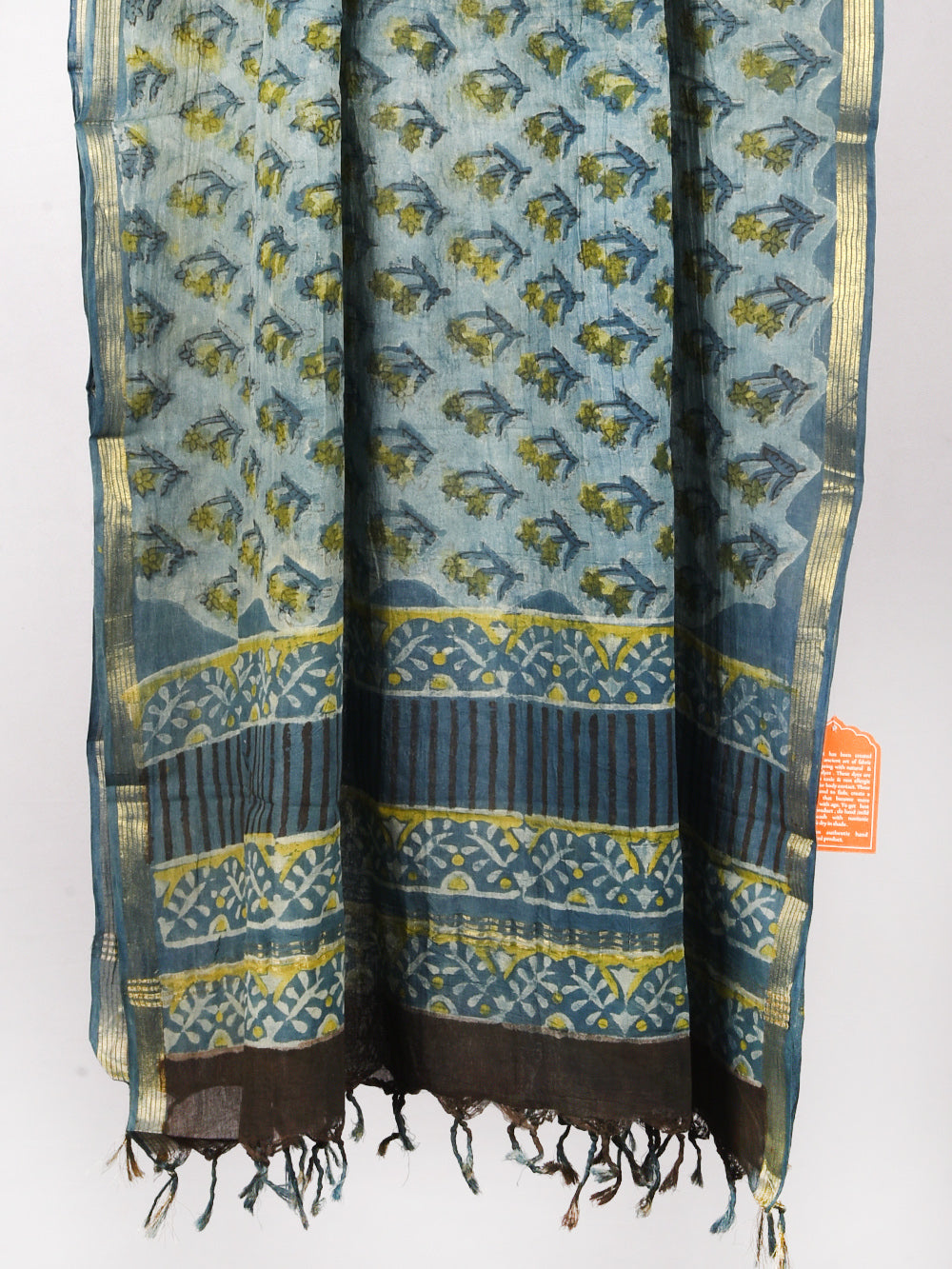 Multani Booti Hand Block Printed Silk Cotton Chanderi Dupatta