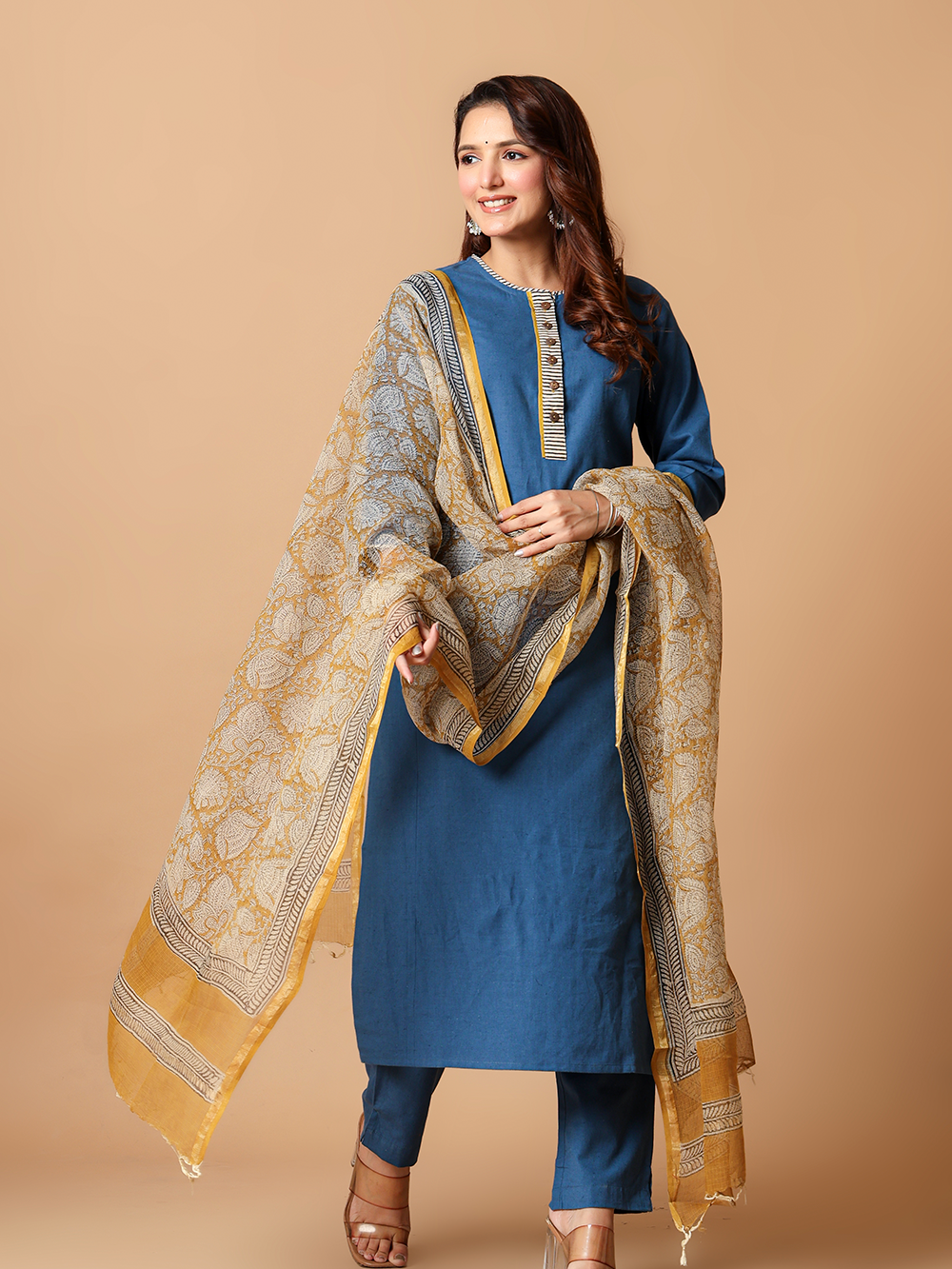 Indigo Blue Kurta Pant Dupatta Set