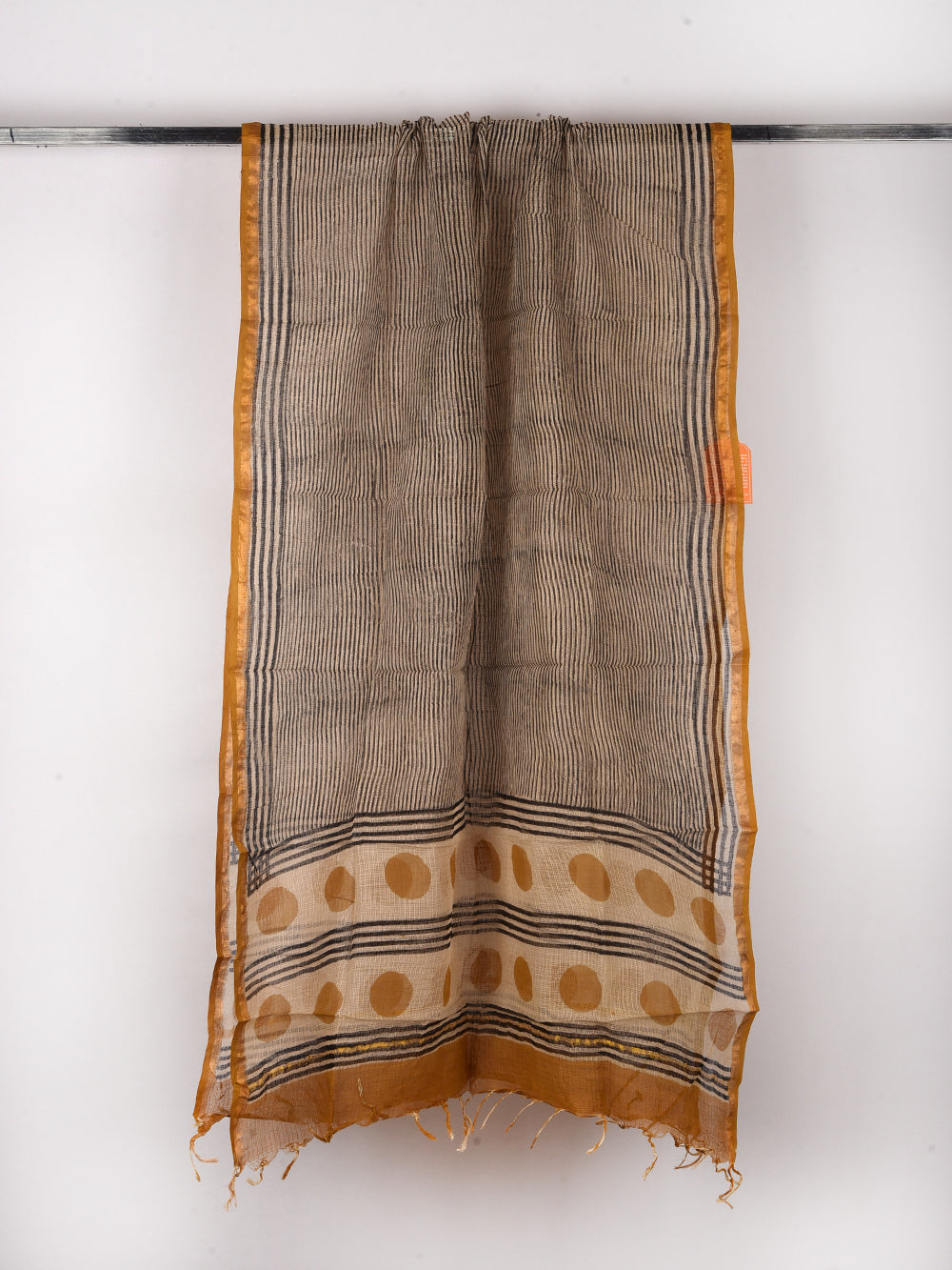 Stripes Bagru Hand Block Printed Pattern Kota Doria Dupatta