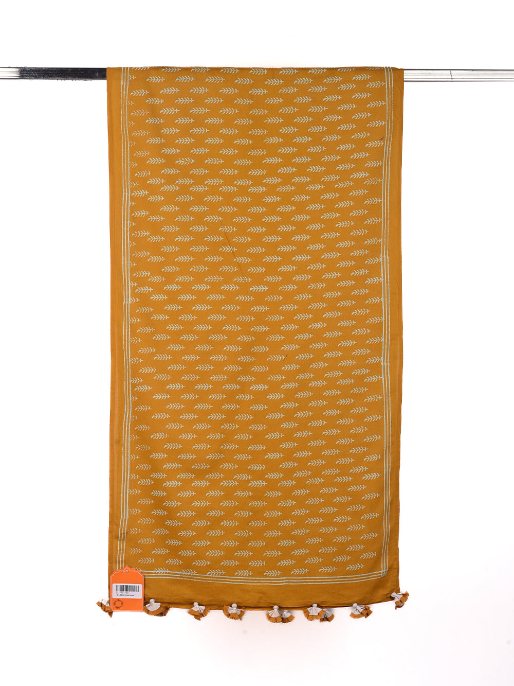 Yellow Sprig Cotton Voile Block Printed Stole
