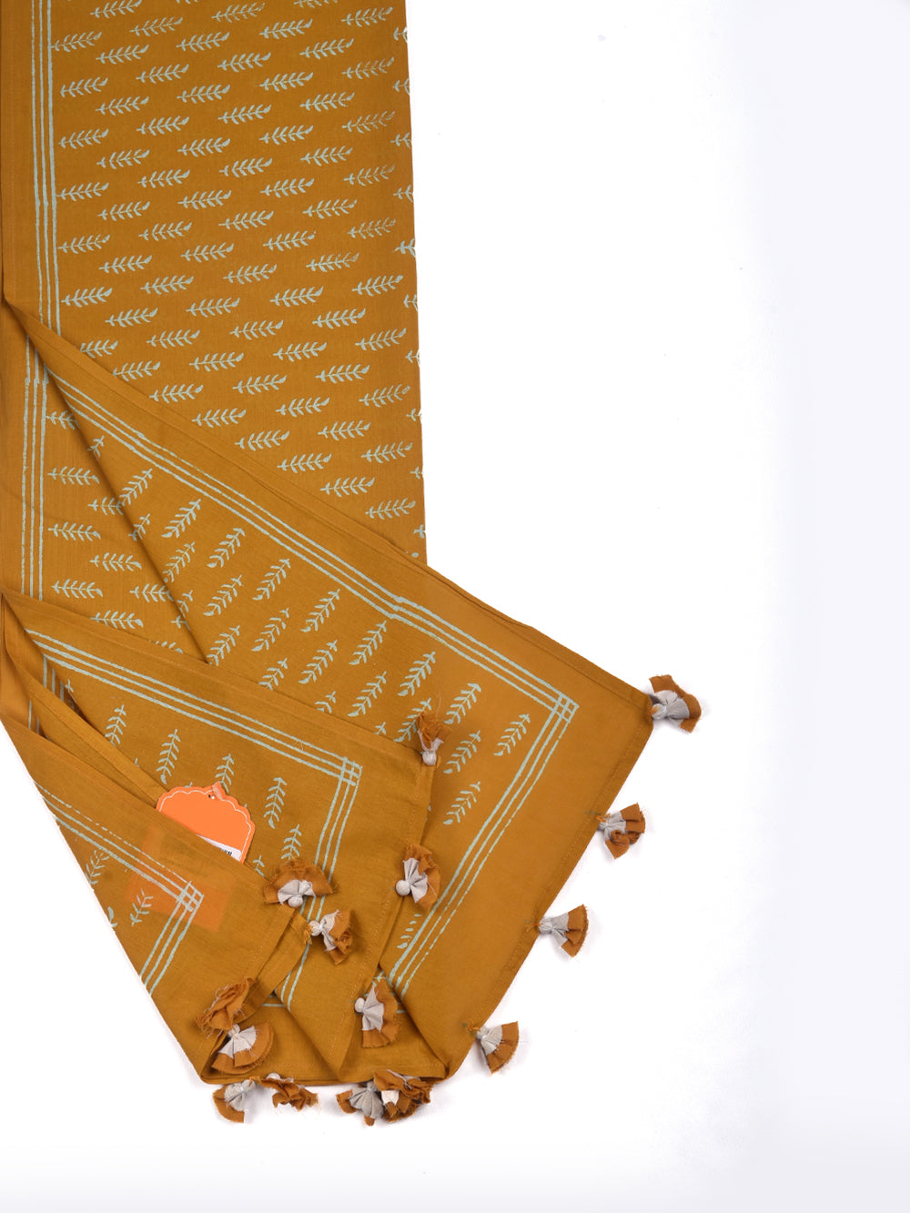 Yellow Sprig Cotton Voile Block Printed Stole