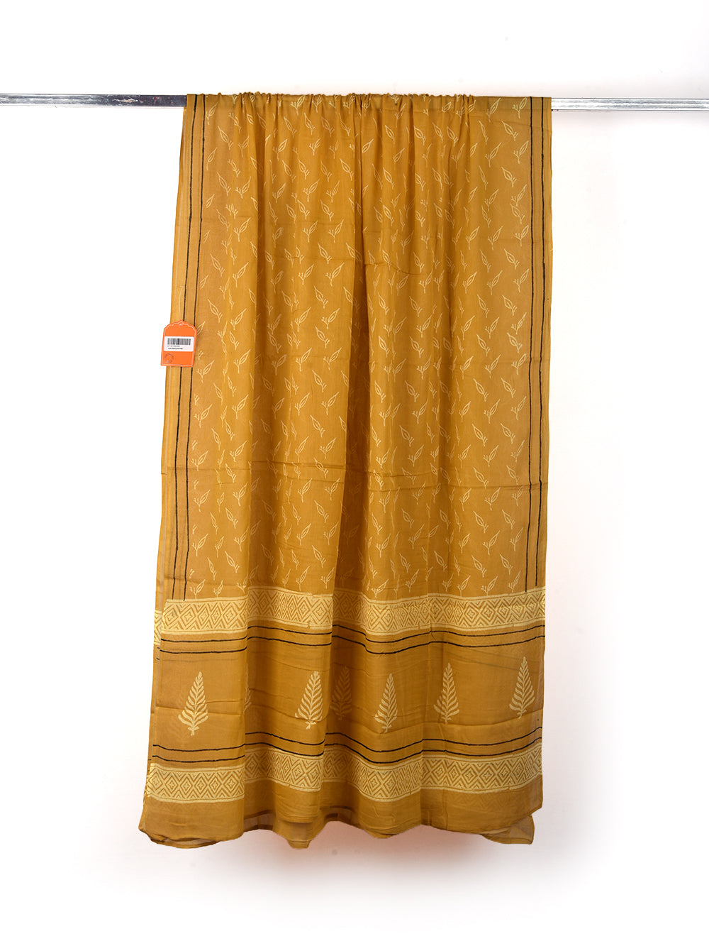 Sunny Yellow Leaf Cotton Dupatta